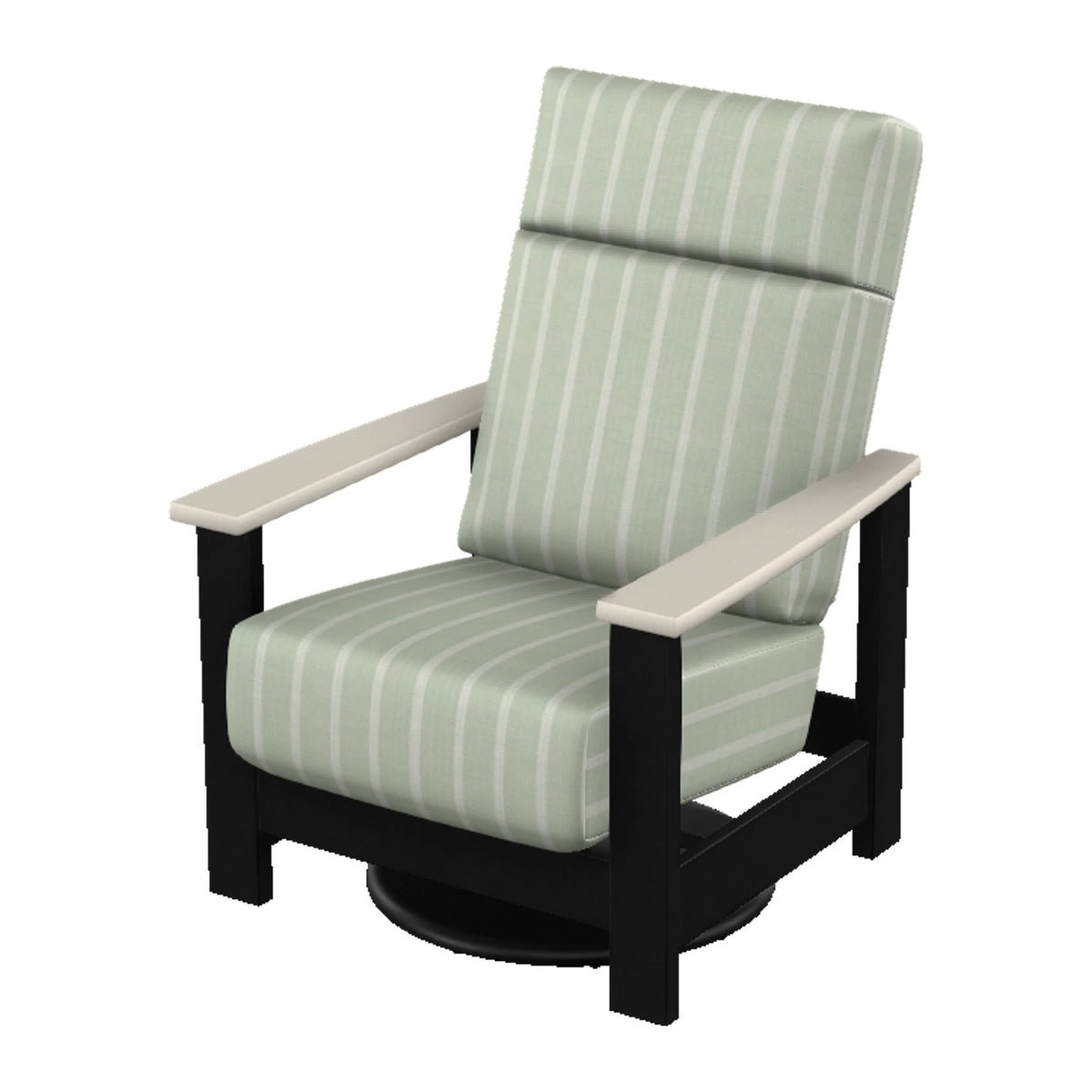 Leeward Cushion Supreme Swivel Rocker — Black MGP / Laguna Accents