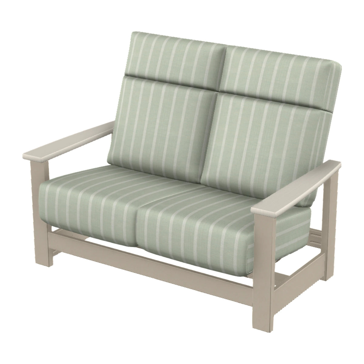Leeward Cushion Supreme Loveseat w/ Hidden Motion — Desert Sand MGP / Laguna Accents