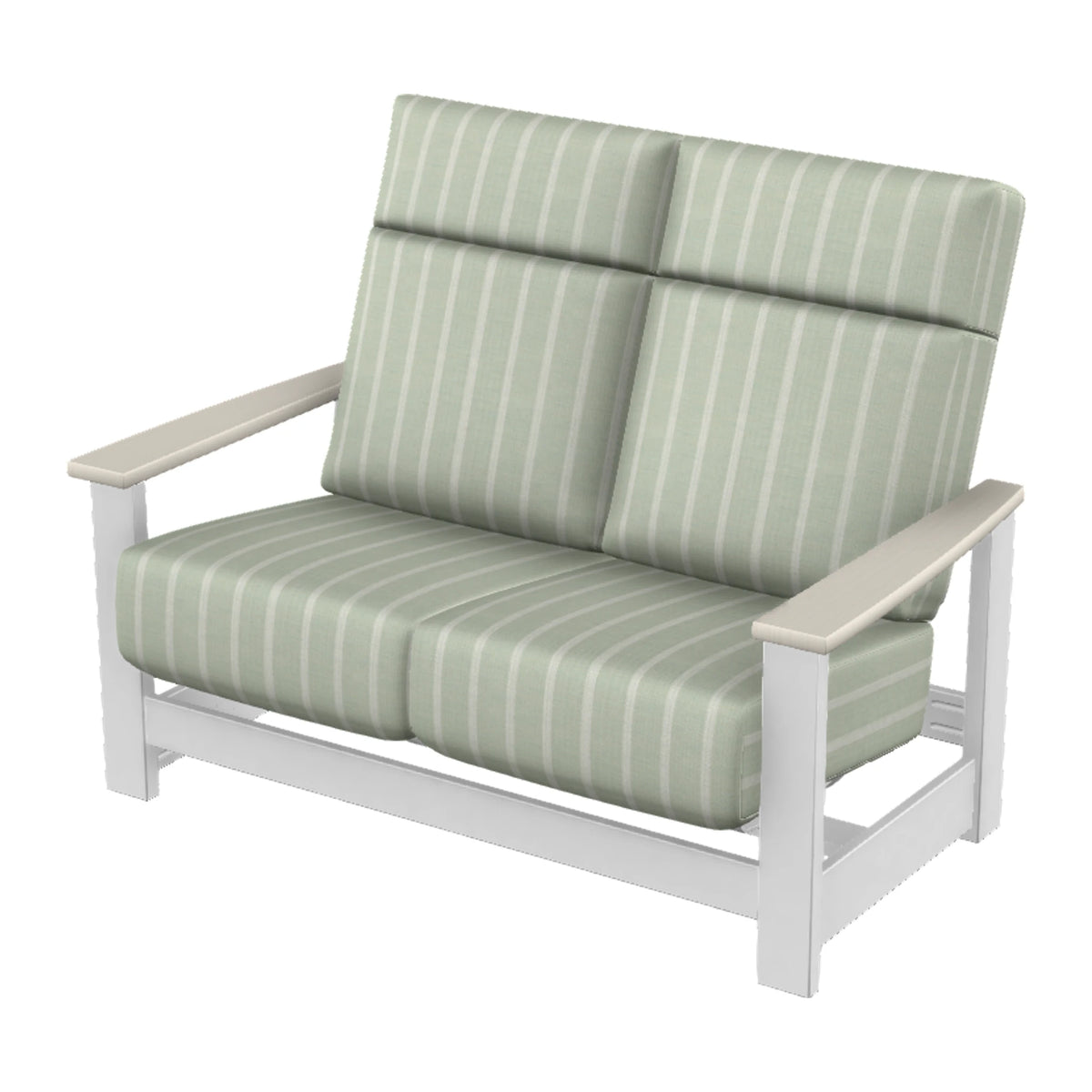 Leeward Cushion Supreme Loveseat w/ Hidden Motion — Snow MGP / Laguna Accents