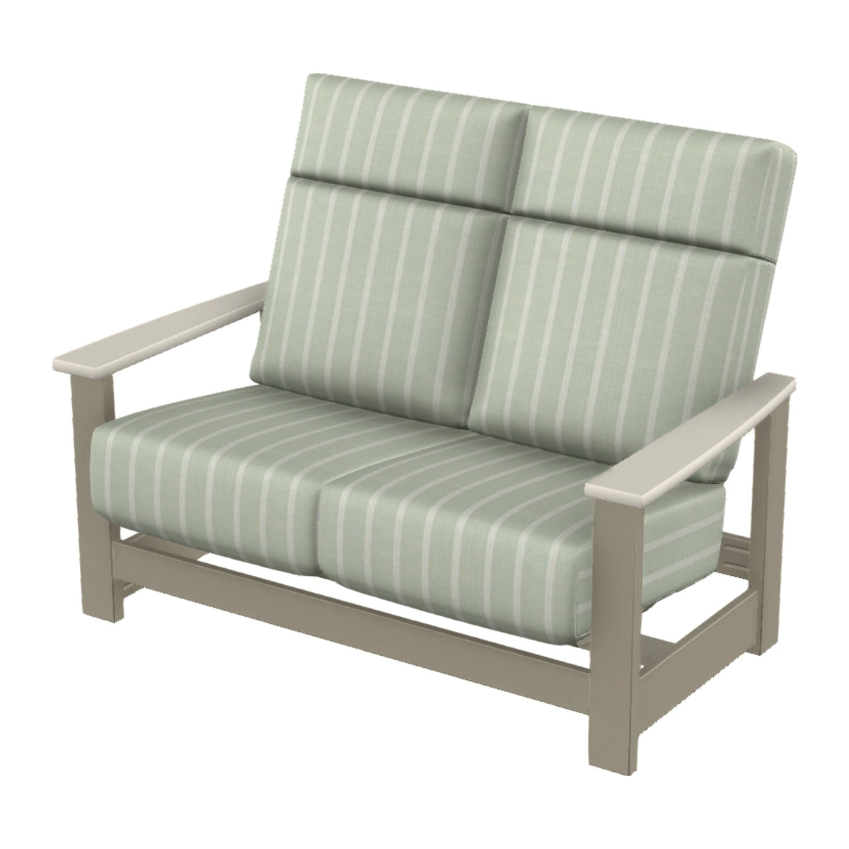 Leeward Cushion Supreme Loveseat w/ Hidden Motion — Storm MGP / Laguna Accents