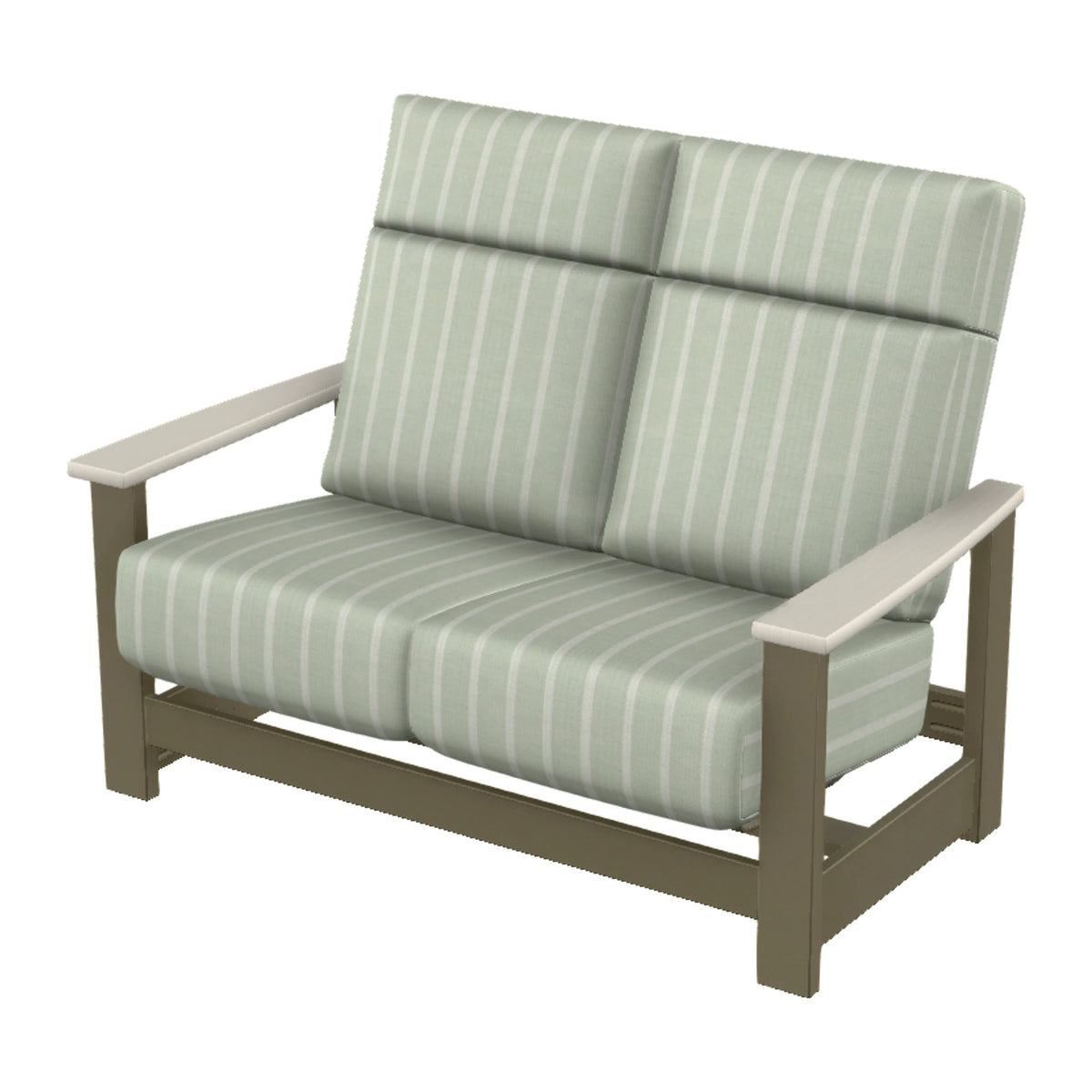 Leeward Cushion Supreme Loveseat w/ Hidden Motion — Beachwood MGP / Laguna Accents
