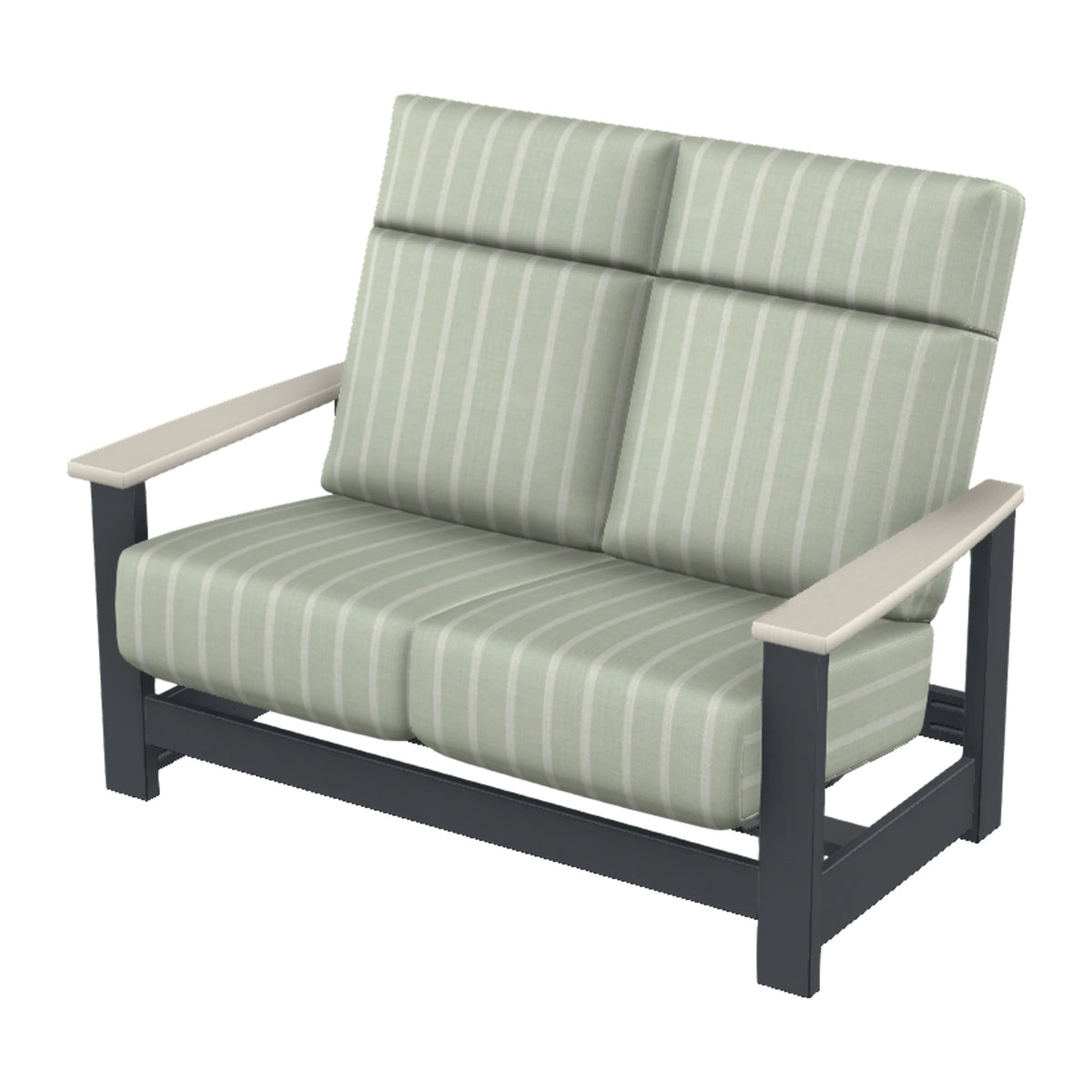 Leeward Cushion Supreme Loveseat w/ Hidden Motion — Classic Graphite MGP / Laguna Accents