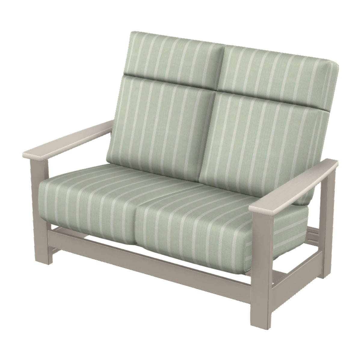 Leeward Cushion Supreme Loveseat w/ Hidden Motion — Warm Grey MGP / Laguna Accents