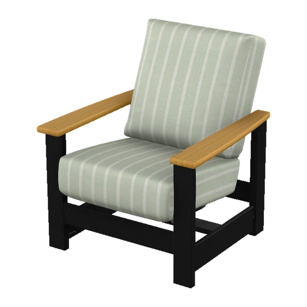 Leeward Cushion Armchair w/ Hidden Motion — Black MGP / Teak Accents