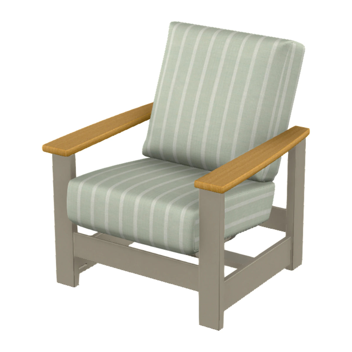 Leeward Cushion Armchair w/ Hidden Motion — Storm MGP / Teak Accents