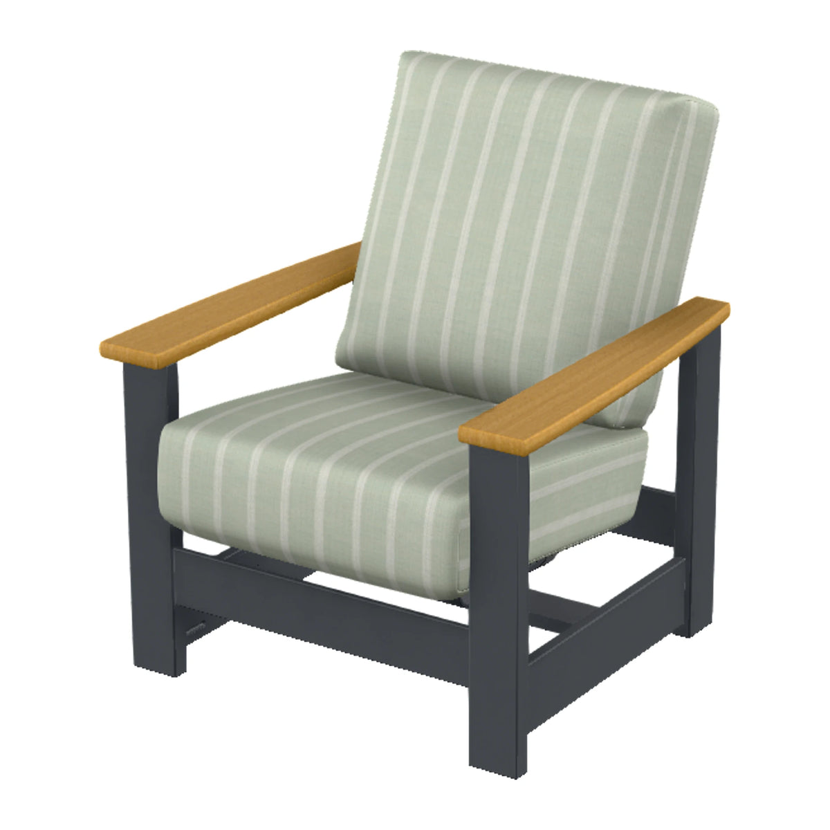 Leeward Cushion Armchair w/ Hidden Motion — Classic Graphite MGP / Teak Accents
