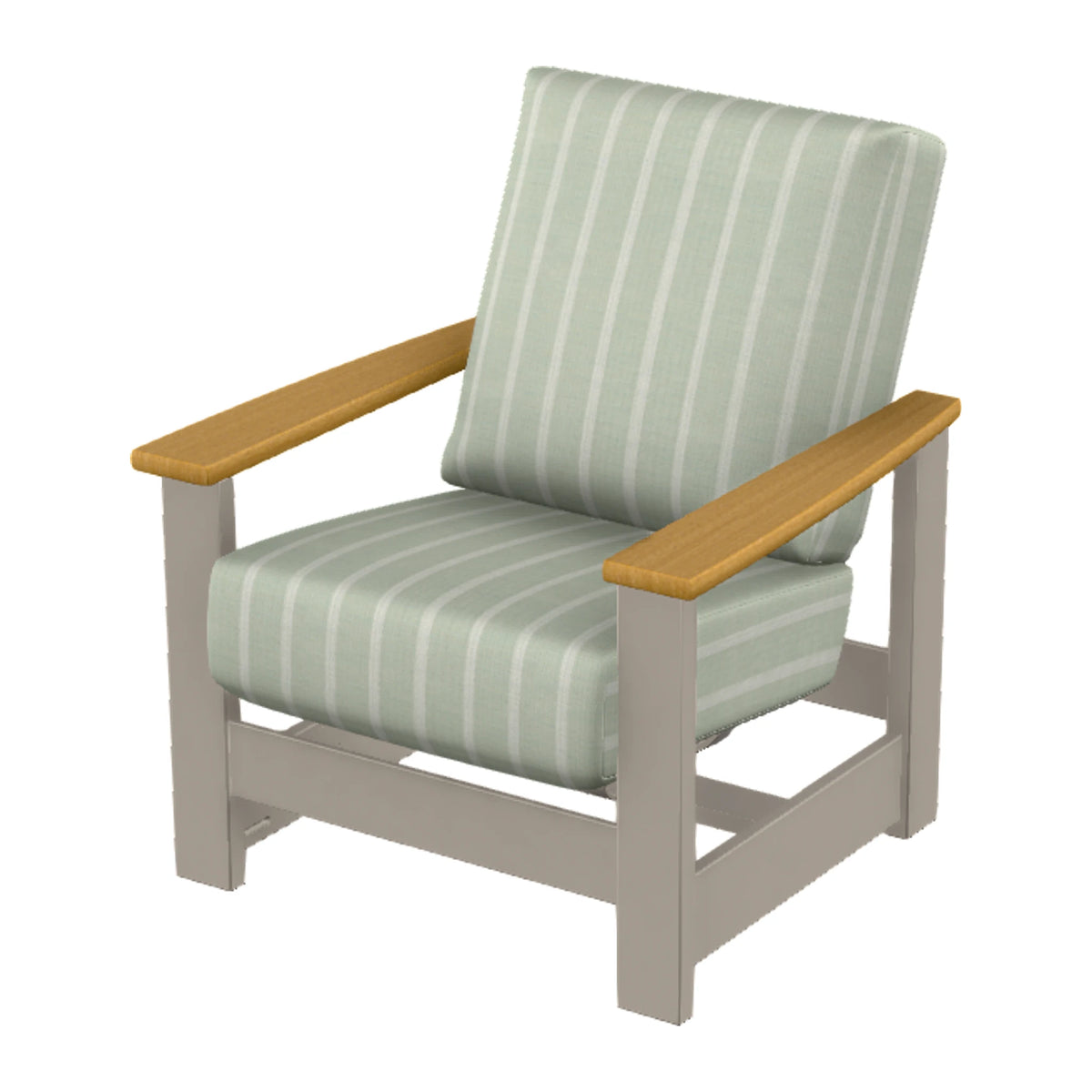 Leeward Cushion Armchair w/ Hidden Motion — Warm Grey MGP / Teak Accents