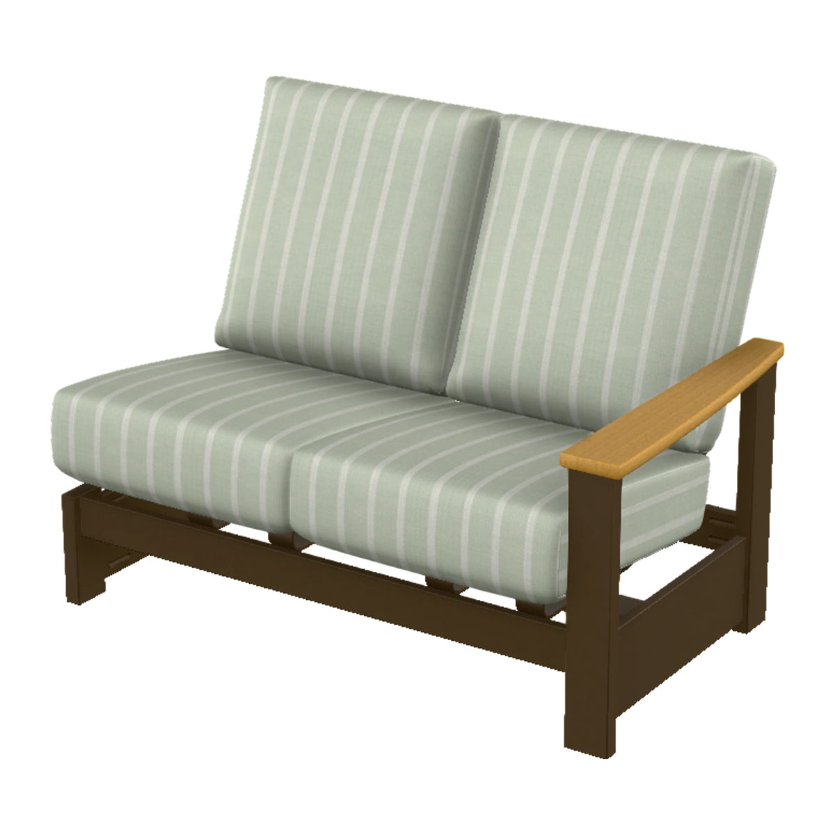 Leeward Cushion Loveseat Section w/ Hidden Motion (RAF) — Kona MGP / Teak Accents