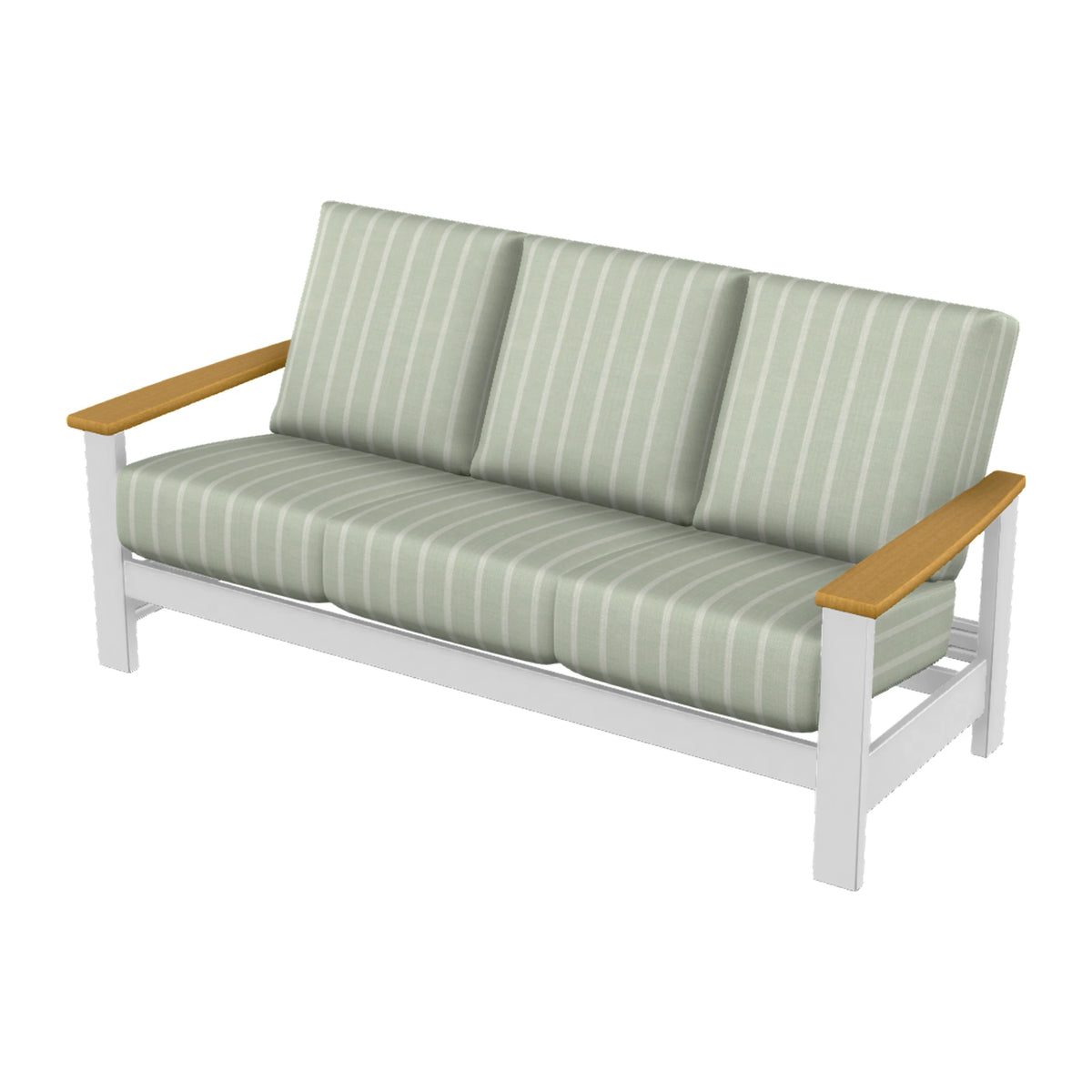 Leeward Cushion Sofa — Snow MGP / Teak Accents