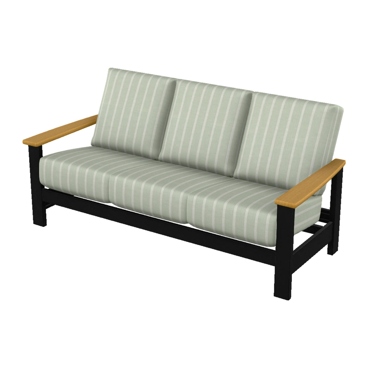 Leeward Cushion Sofa — Black MGP / Teak Accents