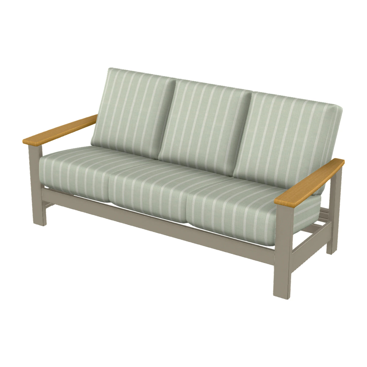 Leeward Cushion Sofa — Storm MGP / Teak Accents