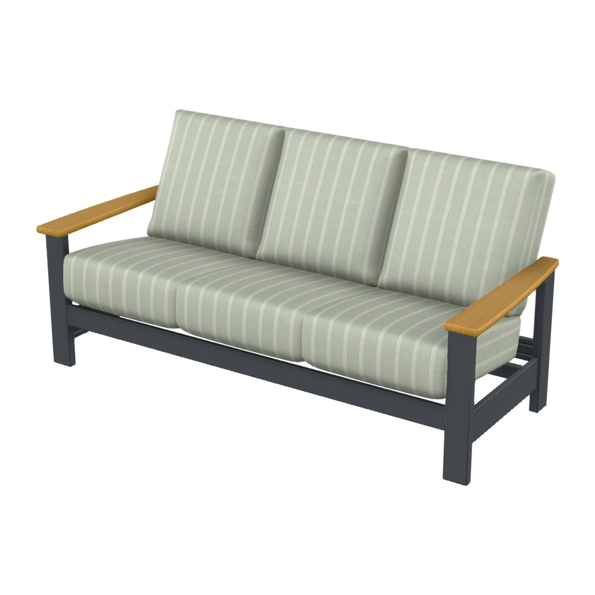 Leeward Cushion Sofa — Classic Graphite MGP / Teak Accents