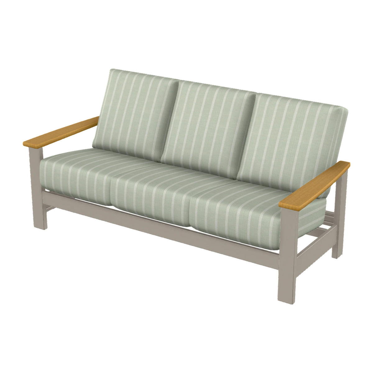 Leeward Cushion Sofa — Warm Grey MGP / Teak Accents