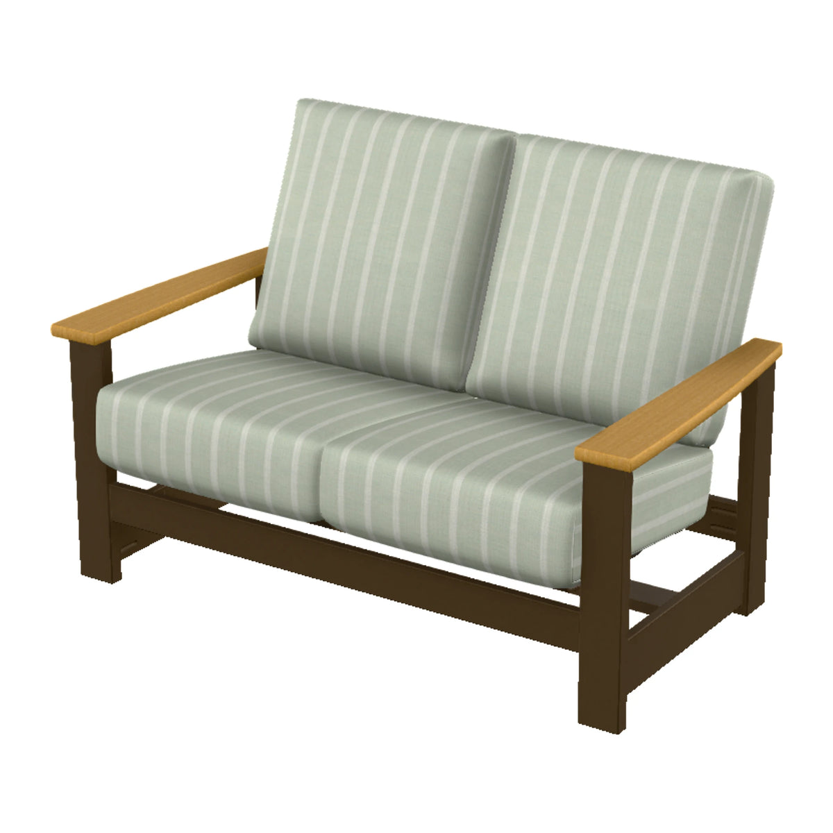 Leeward Cushion Loveseat w/ Hidden Motion — Kona MGP / Teak Accents