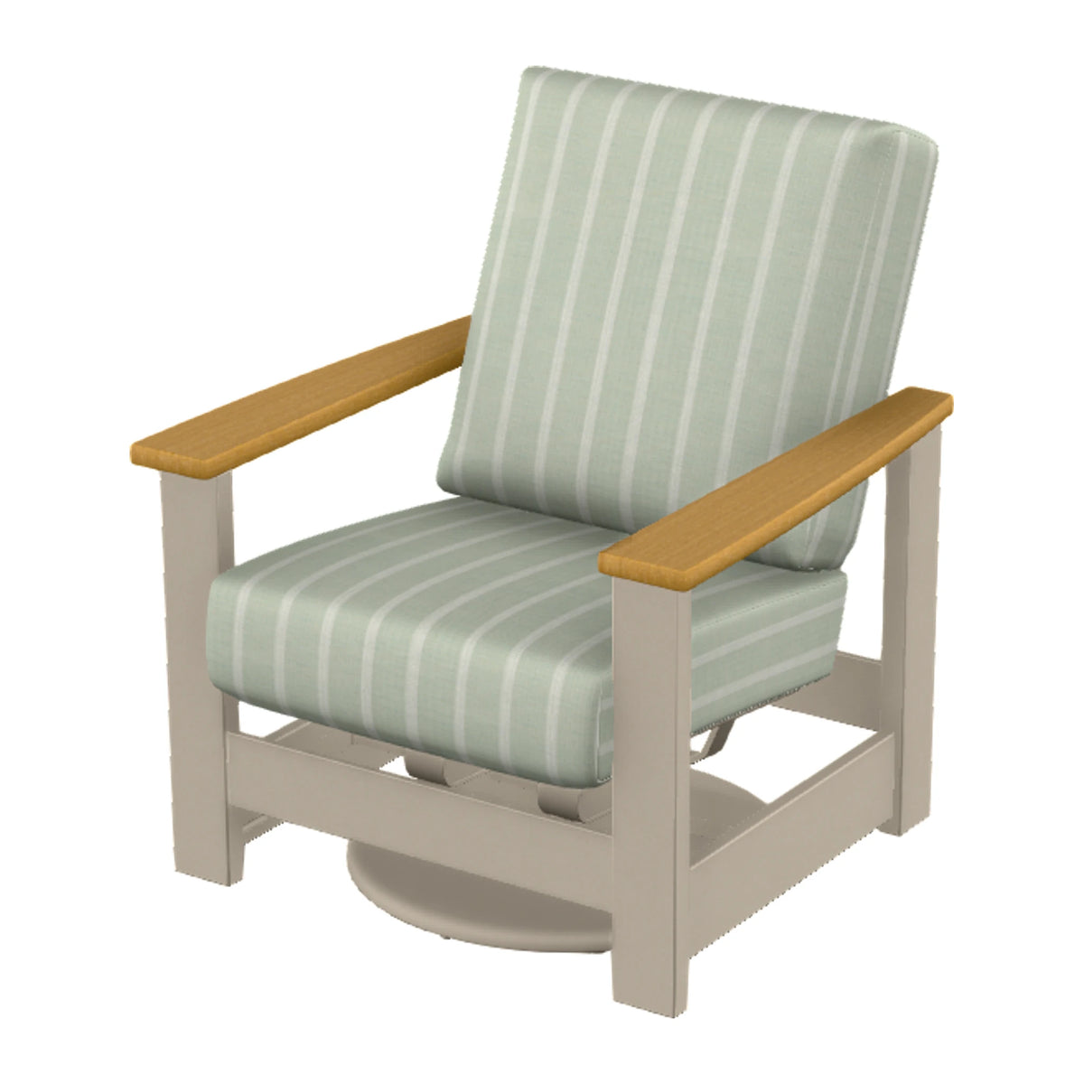 Leeward Cushion Swivel Rocker w/ Hidden Motion — Desert Sand MGP / Teak Accents