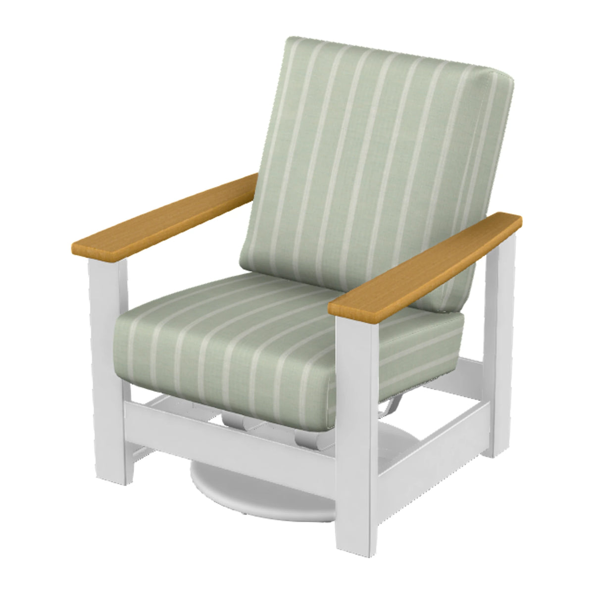 Leeward Cushion Swivel Rocker w/ Hidden Motion — Snow MGP / Teak Accents