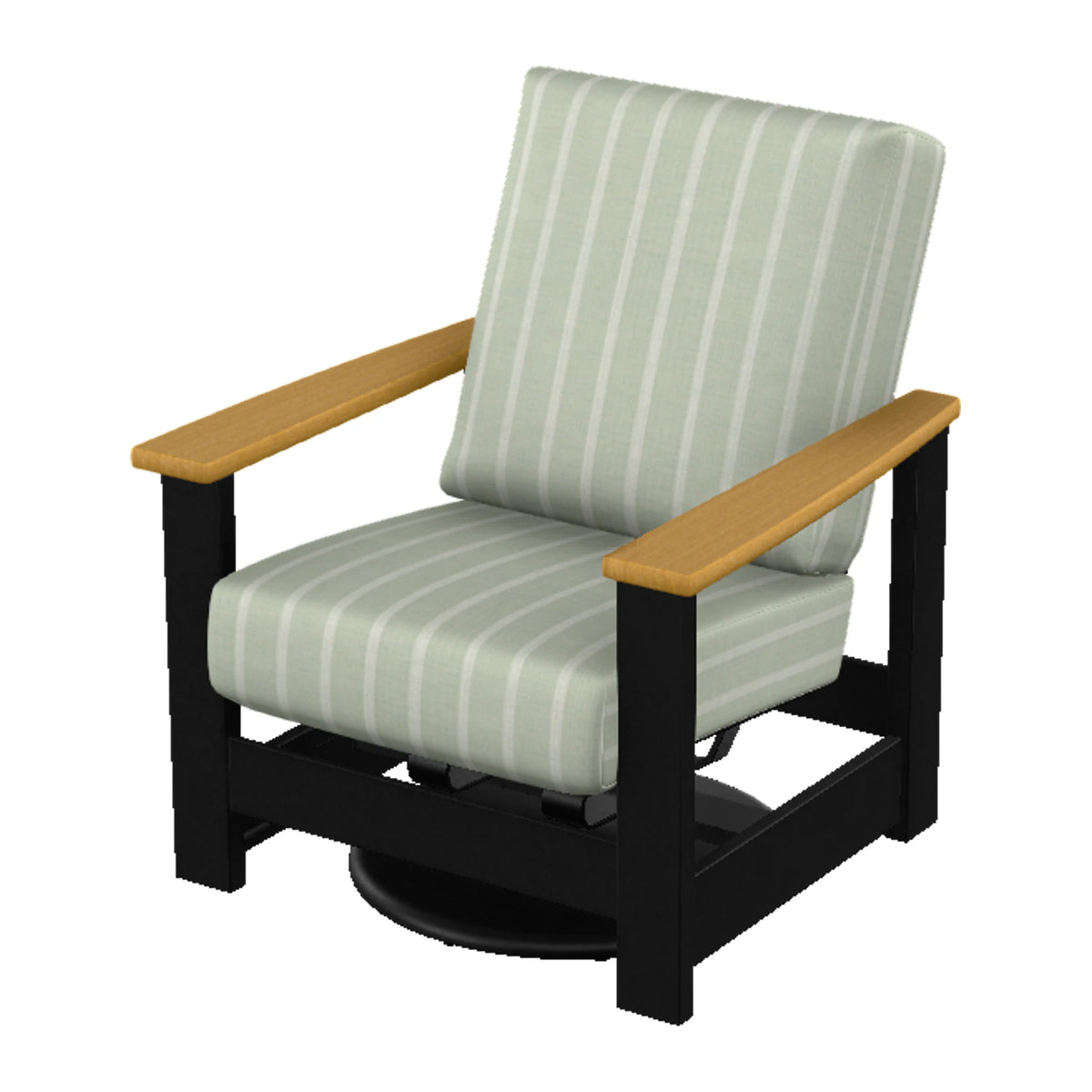 Leeward Cushion Swivel Rocker w/ Hidden Motion — Black MGP / Teak Accents