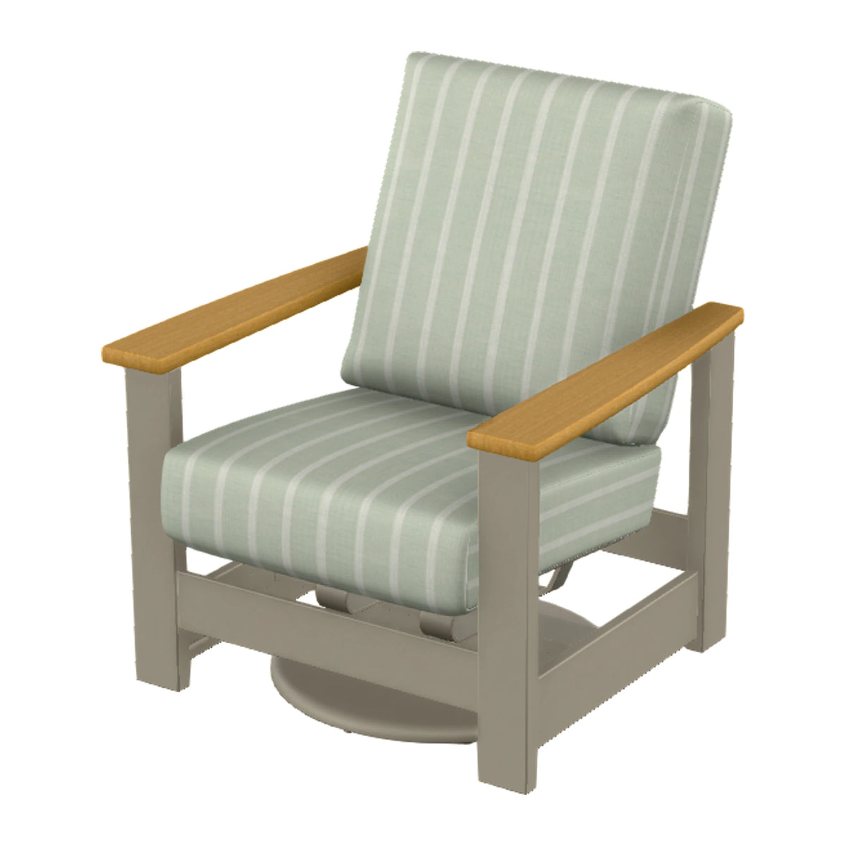 Leeward Cushion Swivel Rocker w/ Hidden Motion — Storm MGP / Teak Accents