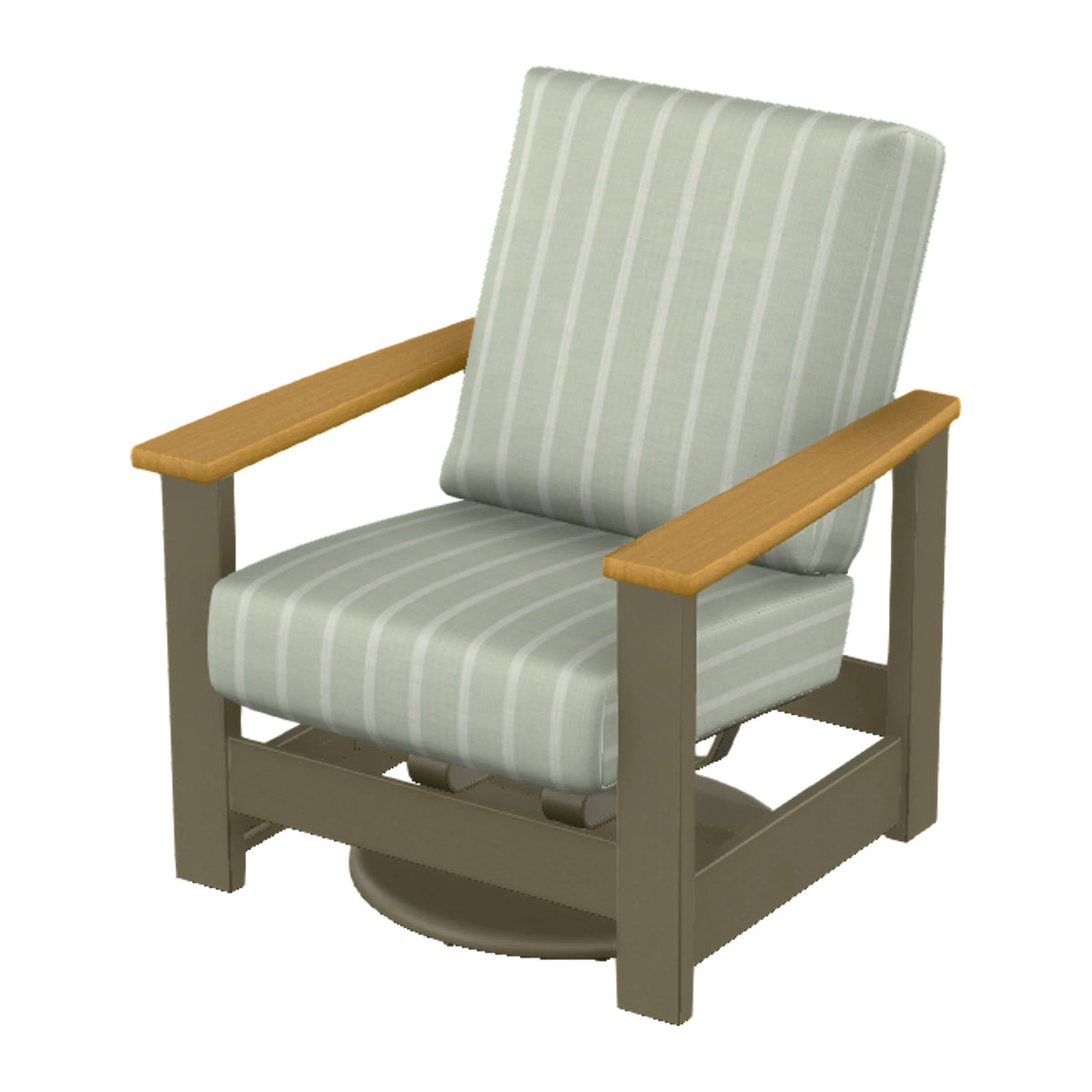 Leeward Cushion Swivel Rocker w/ Hidden Motion — Beachwood MGP / Teak Accents