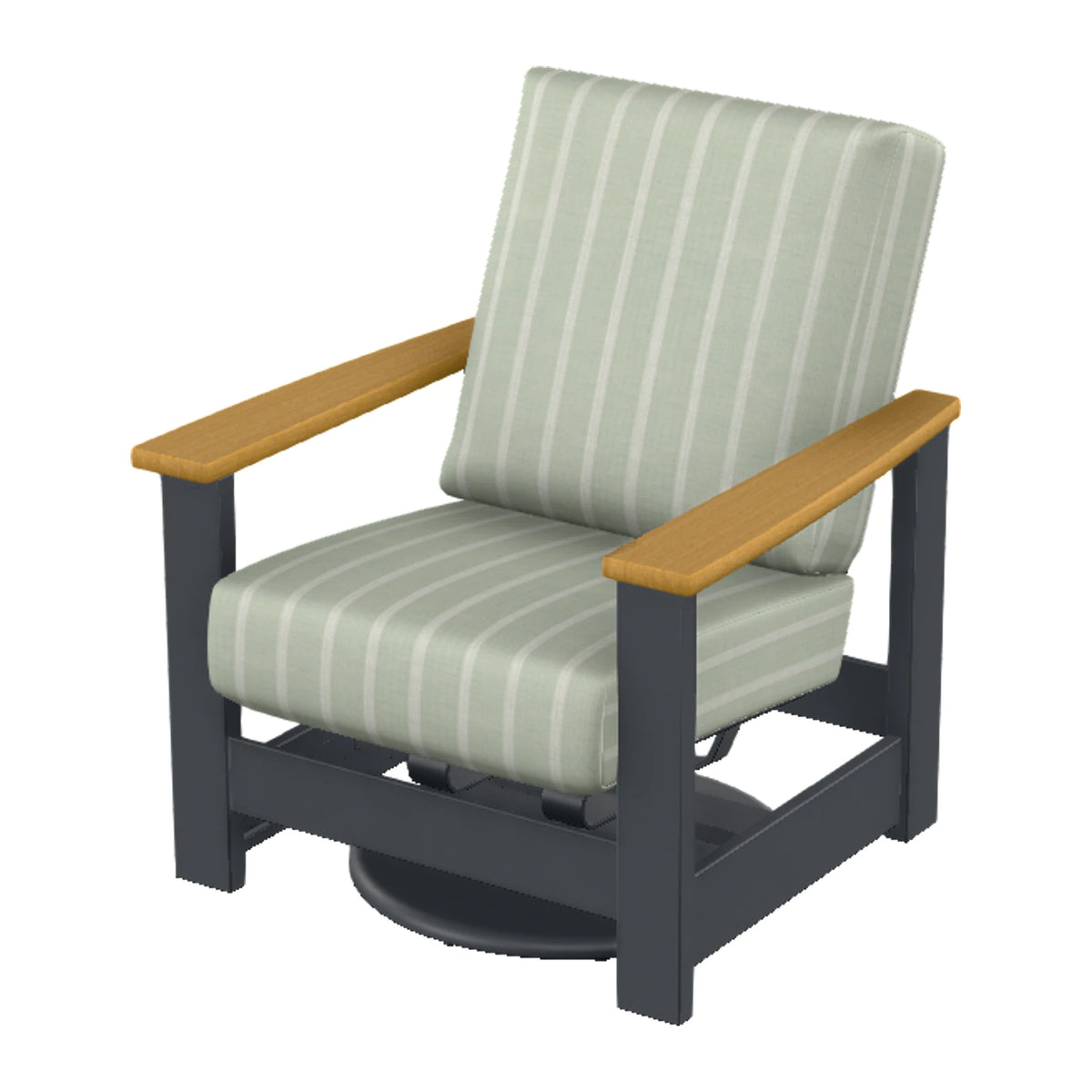 Leeward Cushion Swivel Rocker w/ Hidden Motion — Classic Graphite MGP / Teak Accents