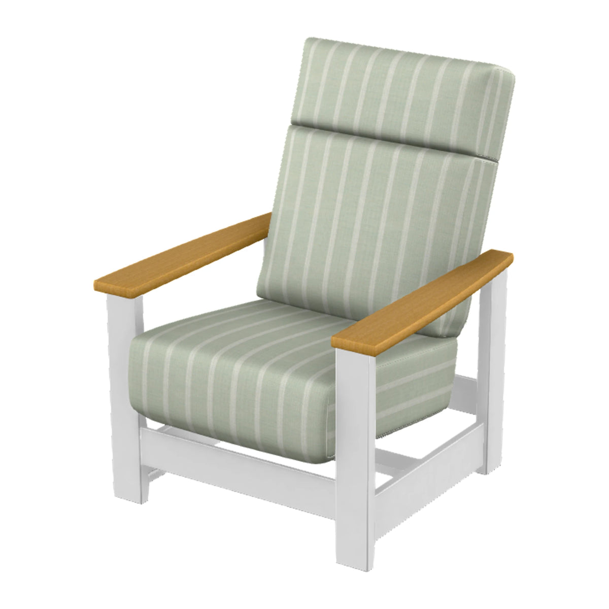 Leeward Cushion Supreme Armchair w/ Hidden Motion — Snow MGP / Teak Accents