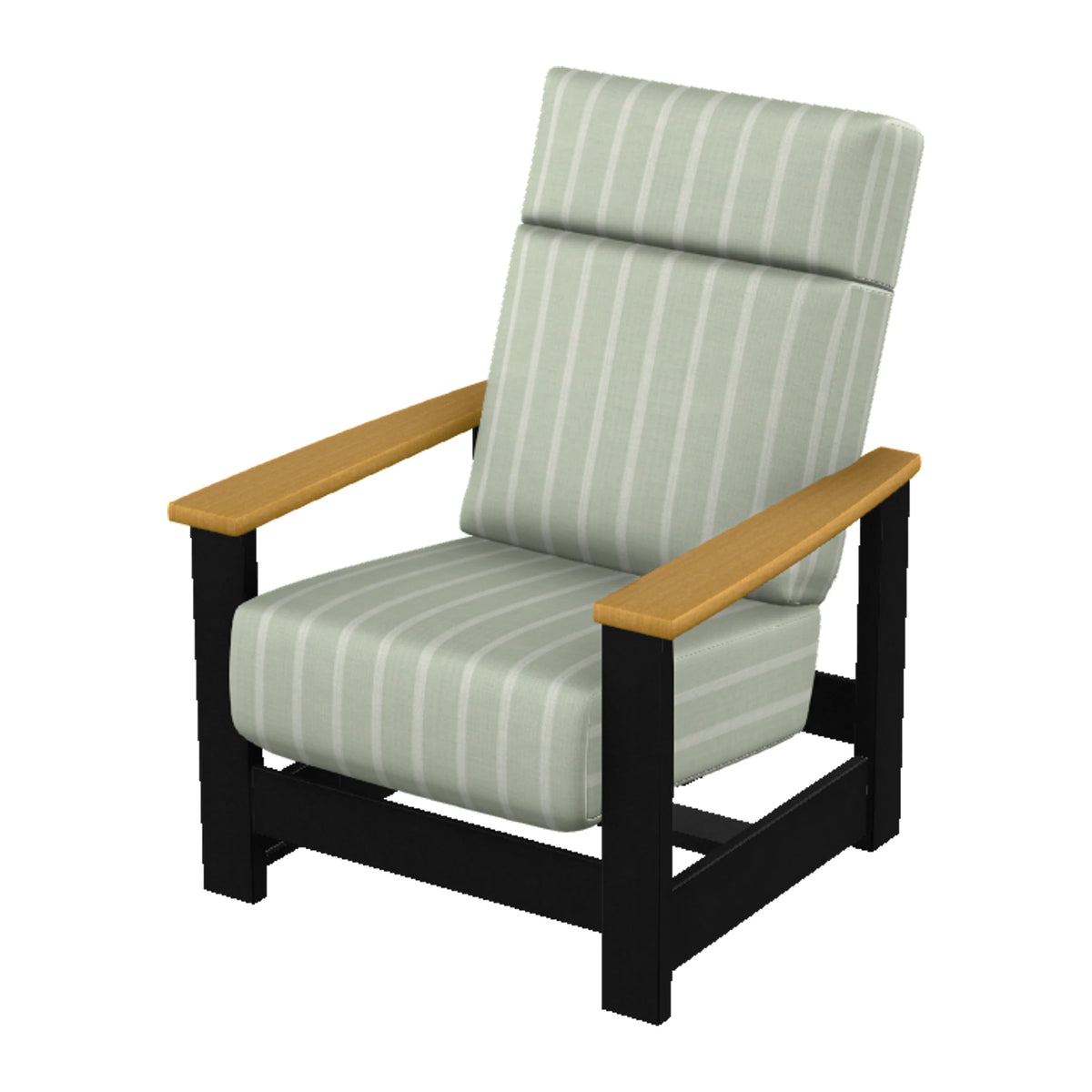 Leeward Cushion Supreme Armchair w/ Hidden Motion — Black MGP / Teak Accents