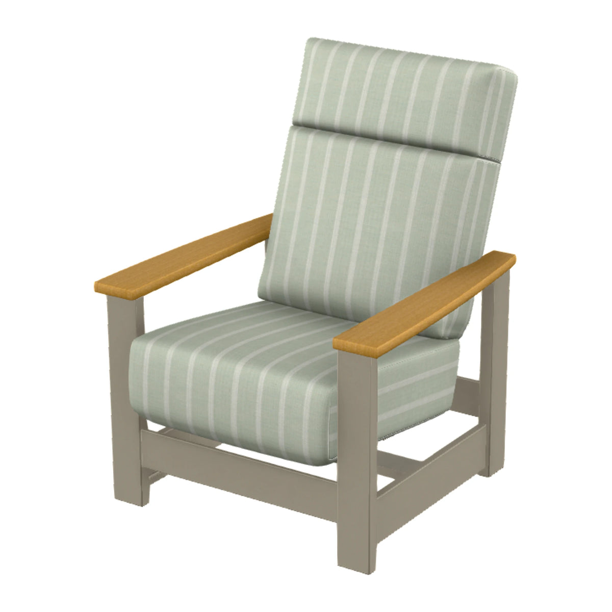 Leeward Cushion Supreme Armchair w/ Hidden Motion — Storm MGP / Teak Accents