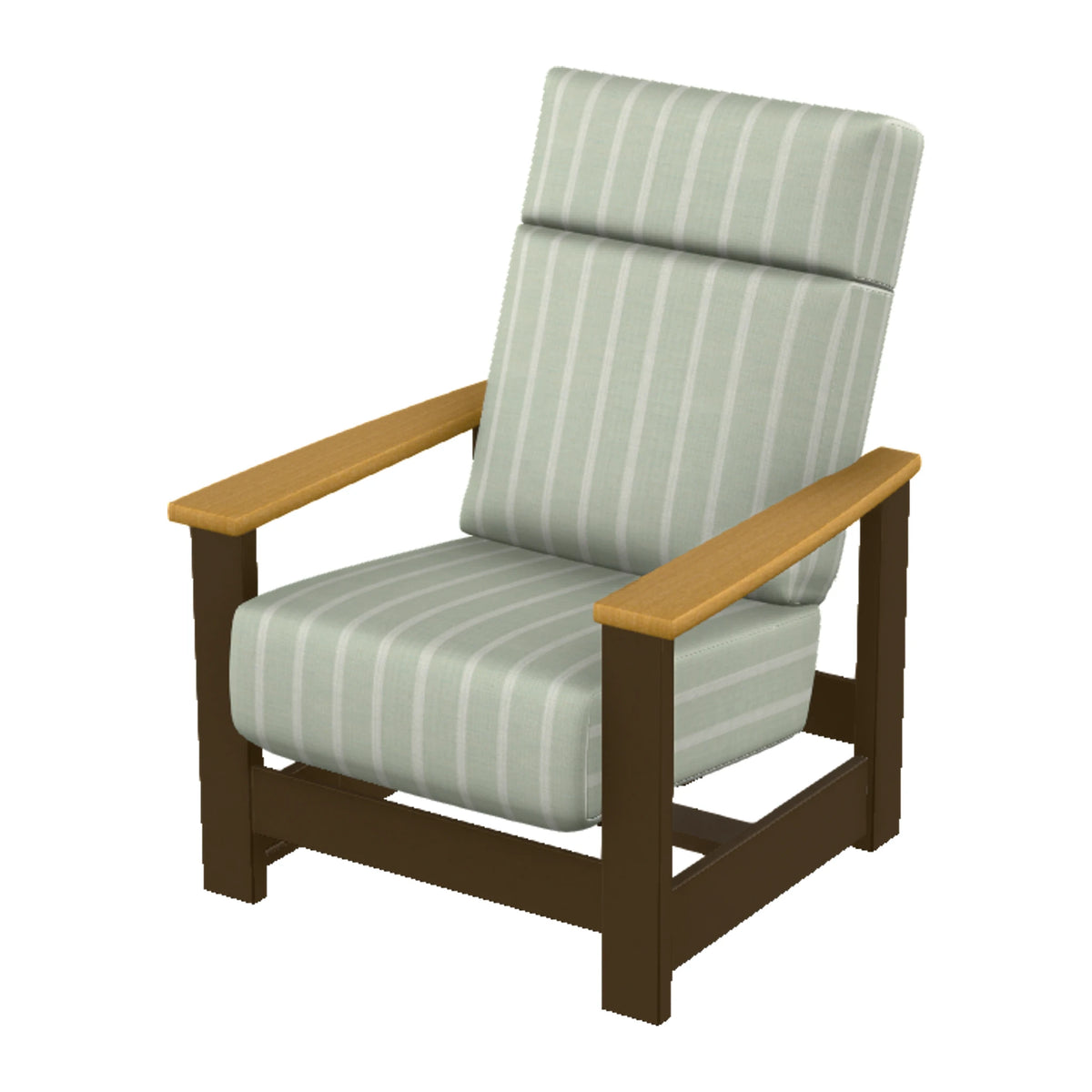 Leeward Cushion Supreme Armchair w/ Hidden Motion — Kona MGP / Teak Accents