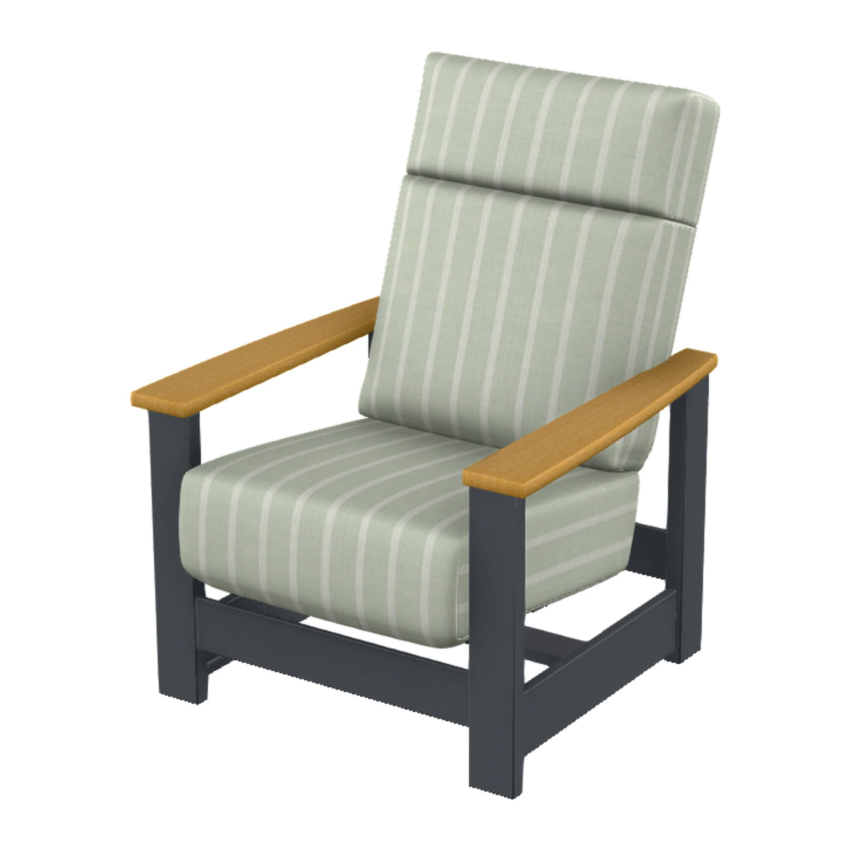 Leeward Cushion Supreme Armchair w/ Hidden Motion — Classic Graphite MGP / Teak Accents