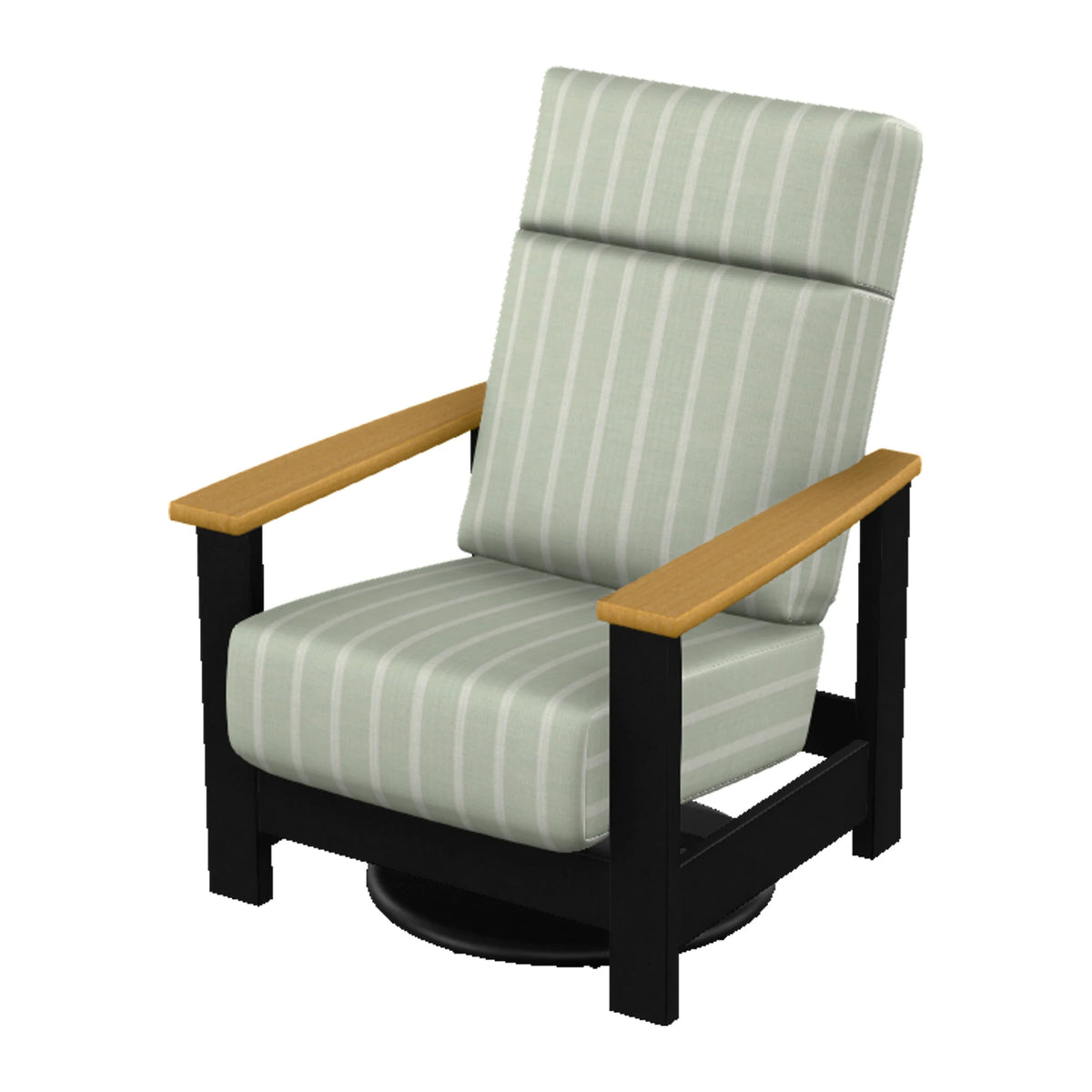 Leeward Cushion Supreme Swivel Rocker — Black MGP / Teak Accents