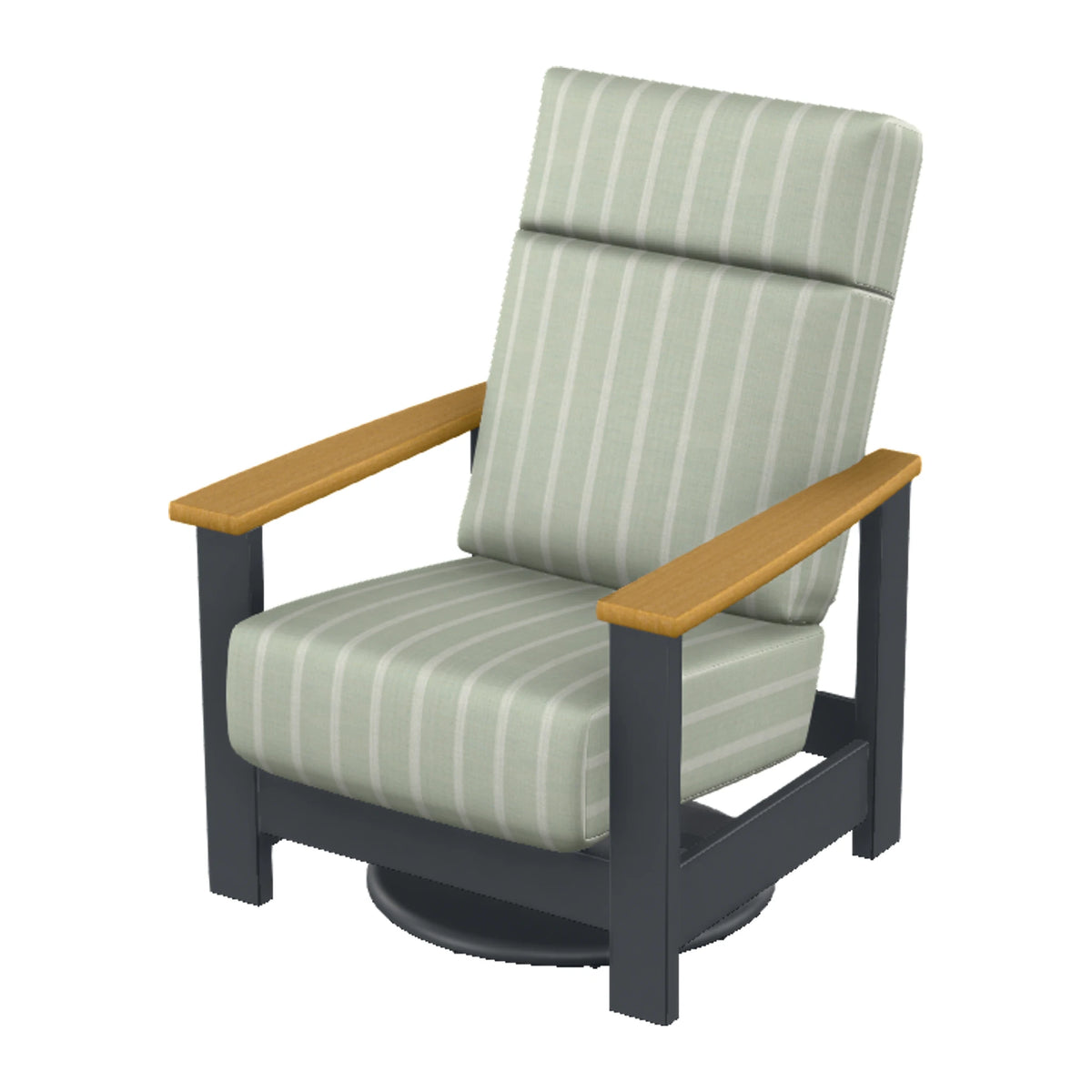 Leeward Cushion Supreme Swivel Rocker — Classic Graphite MGP / Teak Accents