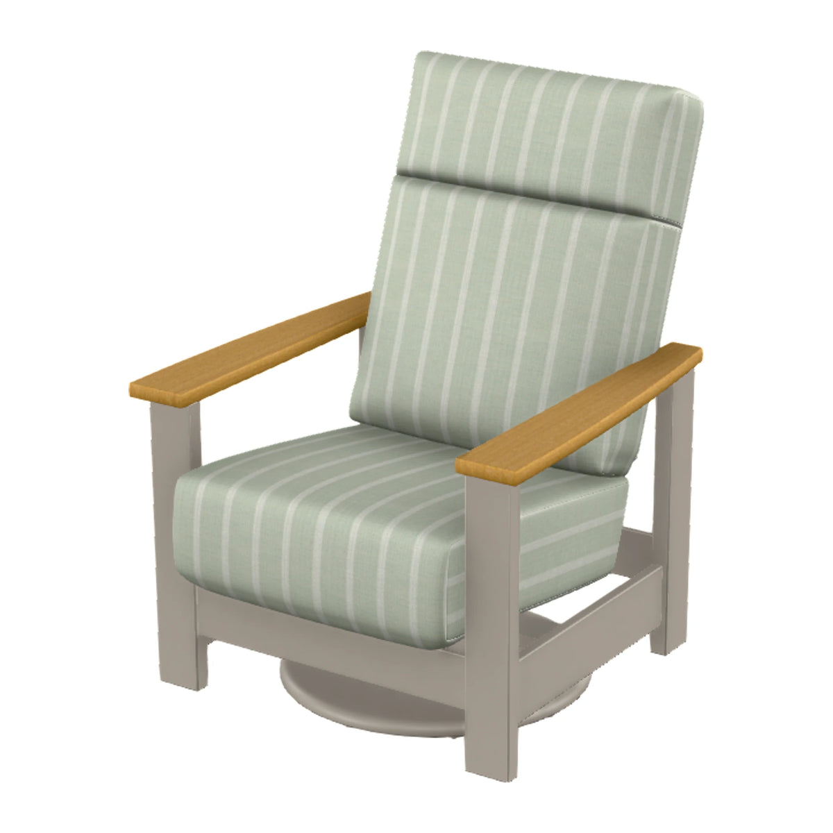 Leeward Cushion Supreme Swivel Rocker — Warm Grey MGP / Teak Accents