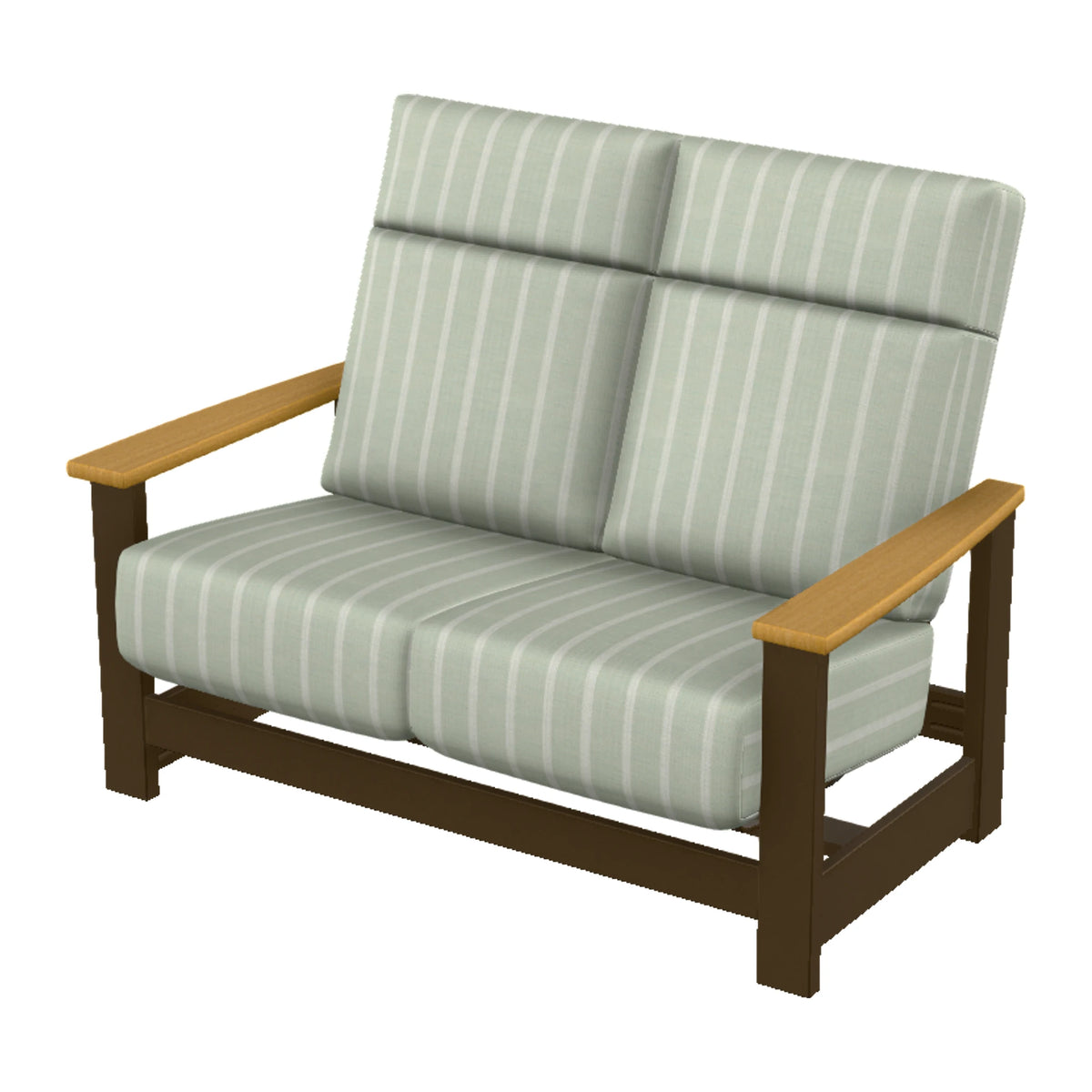 Leeward Cushion Supreme Loveseat w/ Hidden Motion — Kona MGP / Teak Accents