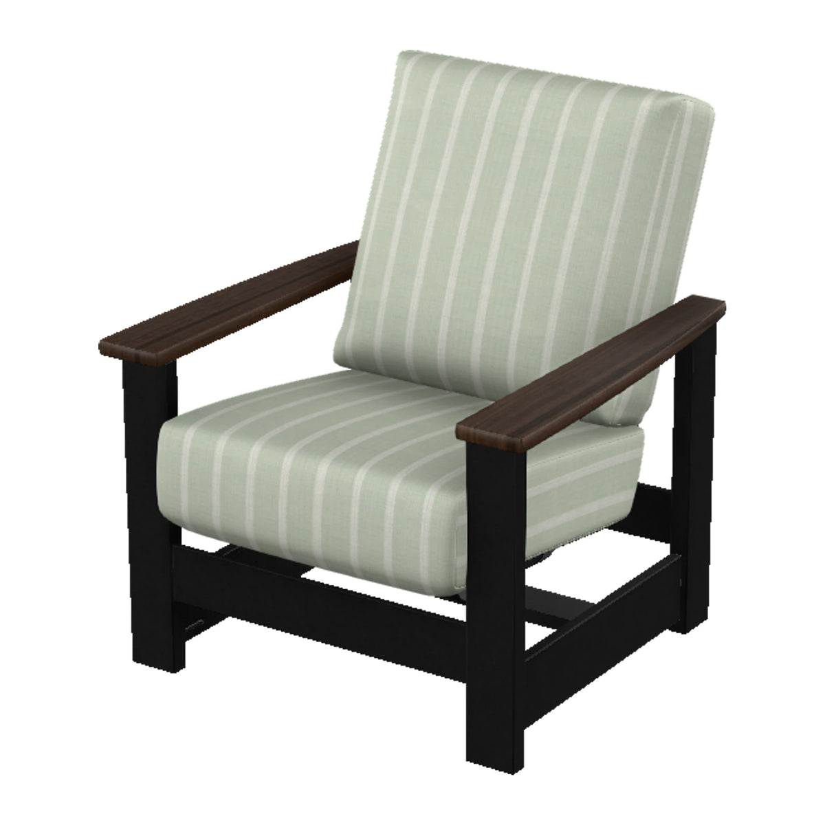 Leeward Cushion Armchair w/ Hidden Motion — Black MGP / Chestnut Accents