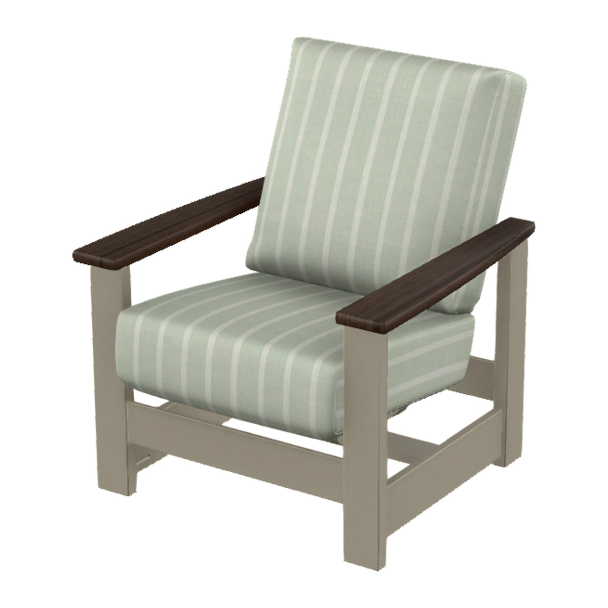 Leeward Cushion Armchair w/ Hidden Motion — Storm MGP / Chestnut Accents