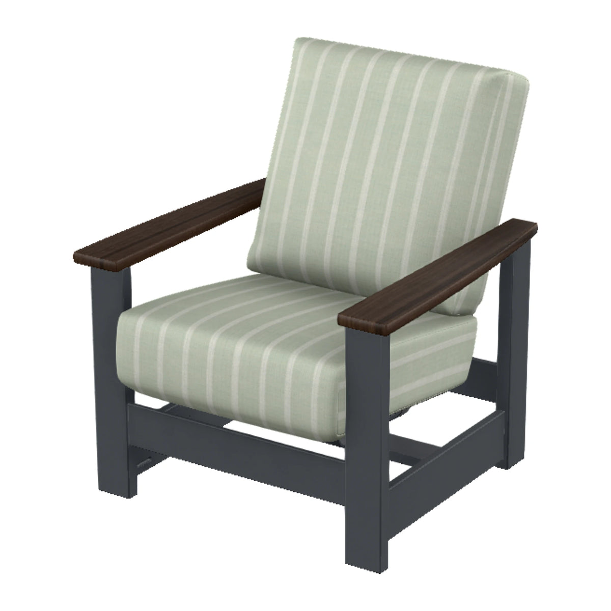 Leeward Cushion Armchair w/ Hidden Motion — Classic Graphite MGP / Chestnut Accents