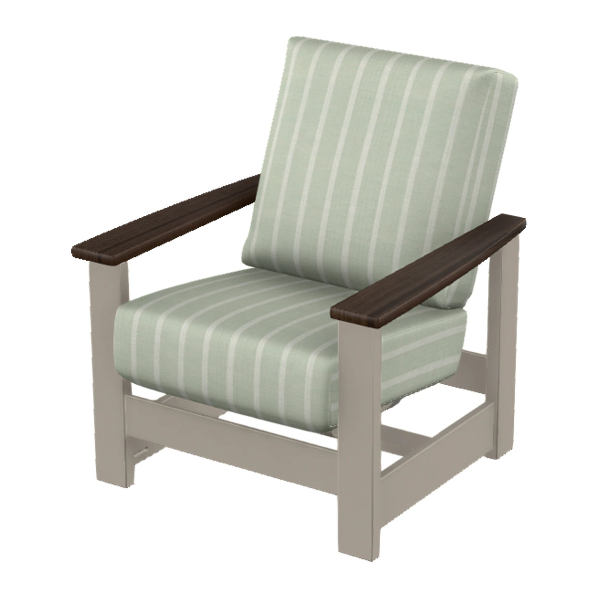 Leeward Cushion Armchair w/ Hidden Motion — Warm Grey MGP / Chestnut Accents