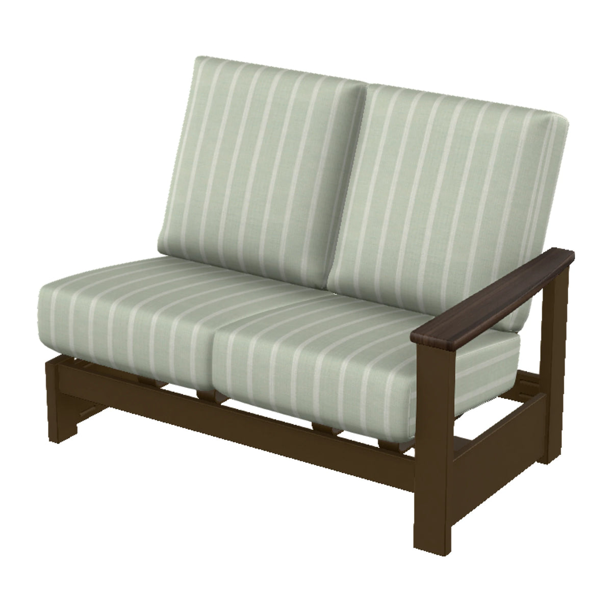 Leeward Cushion Loveseat Section w/ Hidden Motion (RAF) — Kona MGP / Chestnut Accents