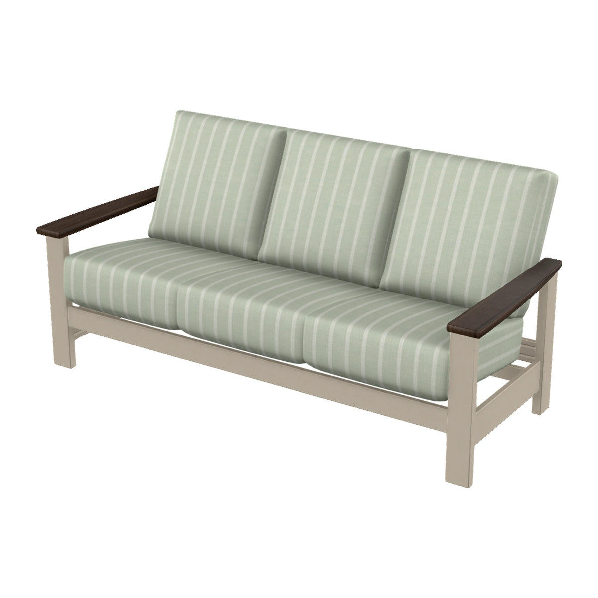 Leeward Cushion Sofa — Desert Sand MGP / Chestnut Accents