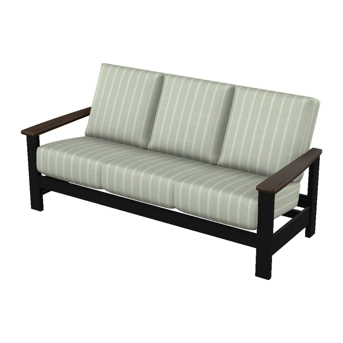 Leeward Cushion Sofa — Black MGP / Chestnut Accents