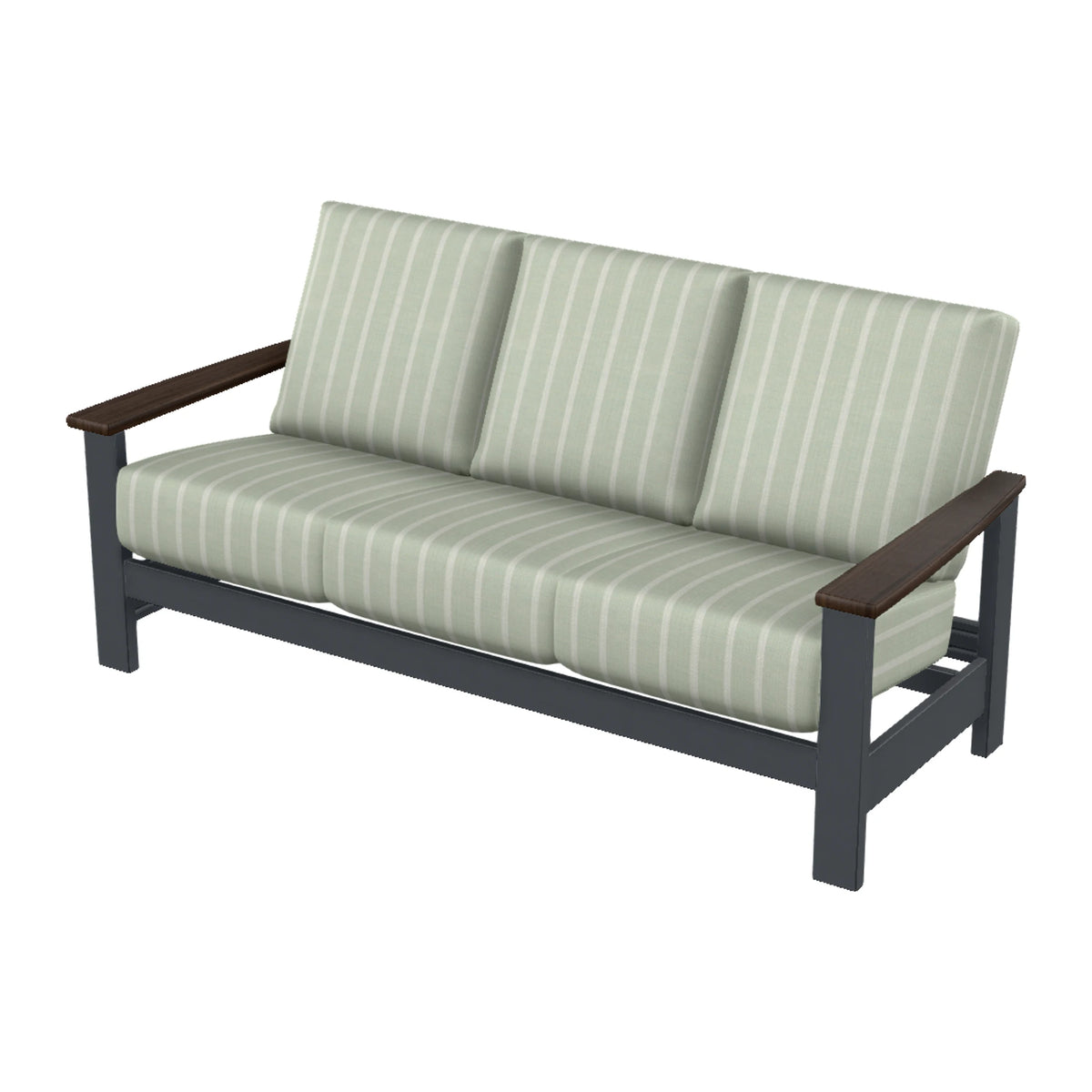 Leeward Cushion Sofa — Classic Graphite MGP / Chestnut Accents