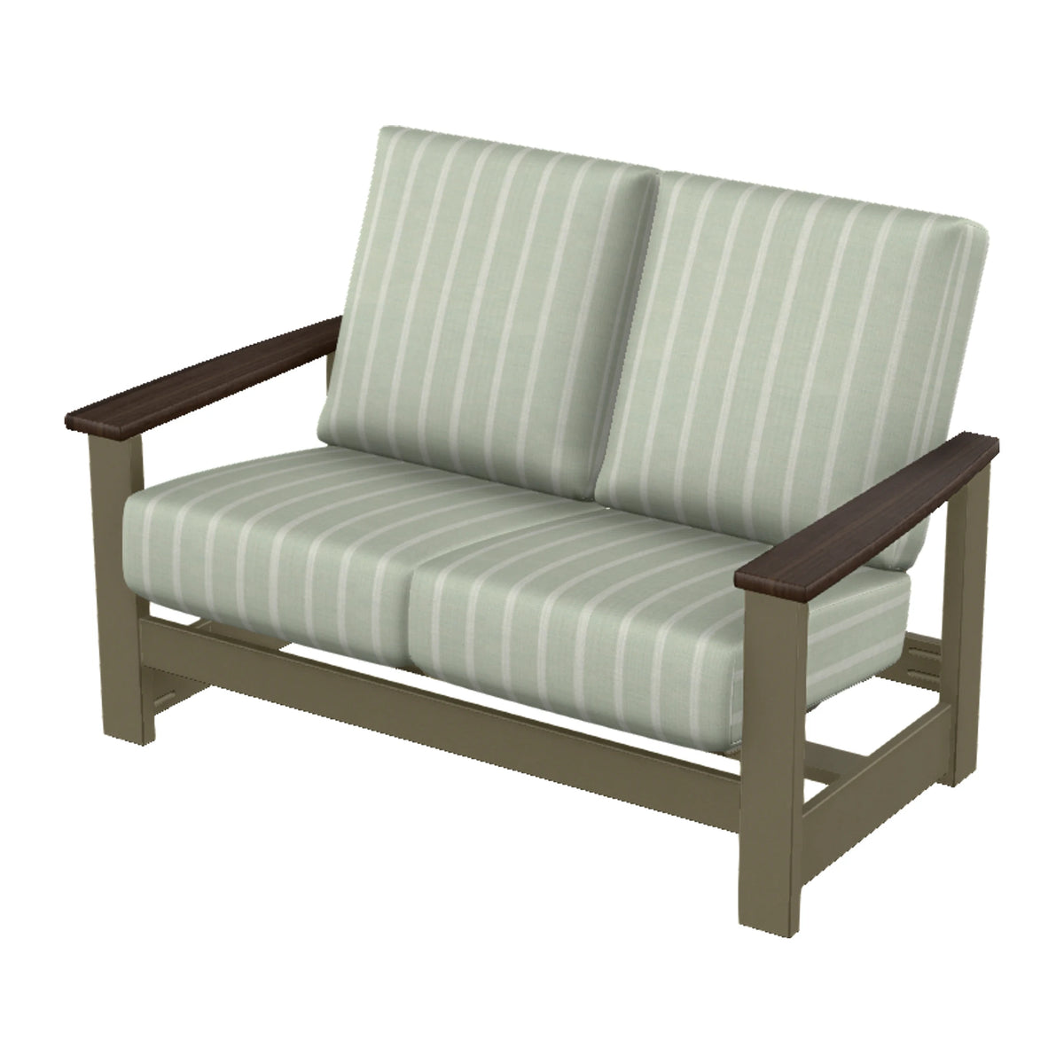 Leeward Cushion Loveseat w/ Hidden Motion — Beachwood MGP / Chestnut Accents