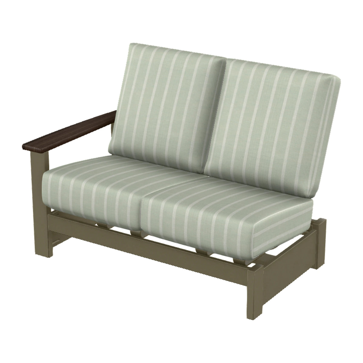Leeward Cushion Loveseat Sectional w/ Hidden Motion (LAF) — Beachwood MGP / Chestnut Accents