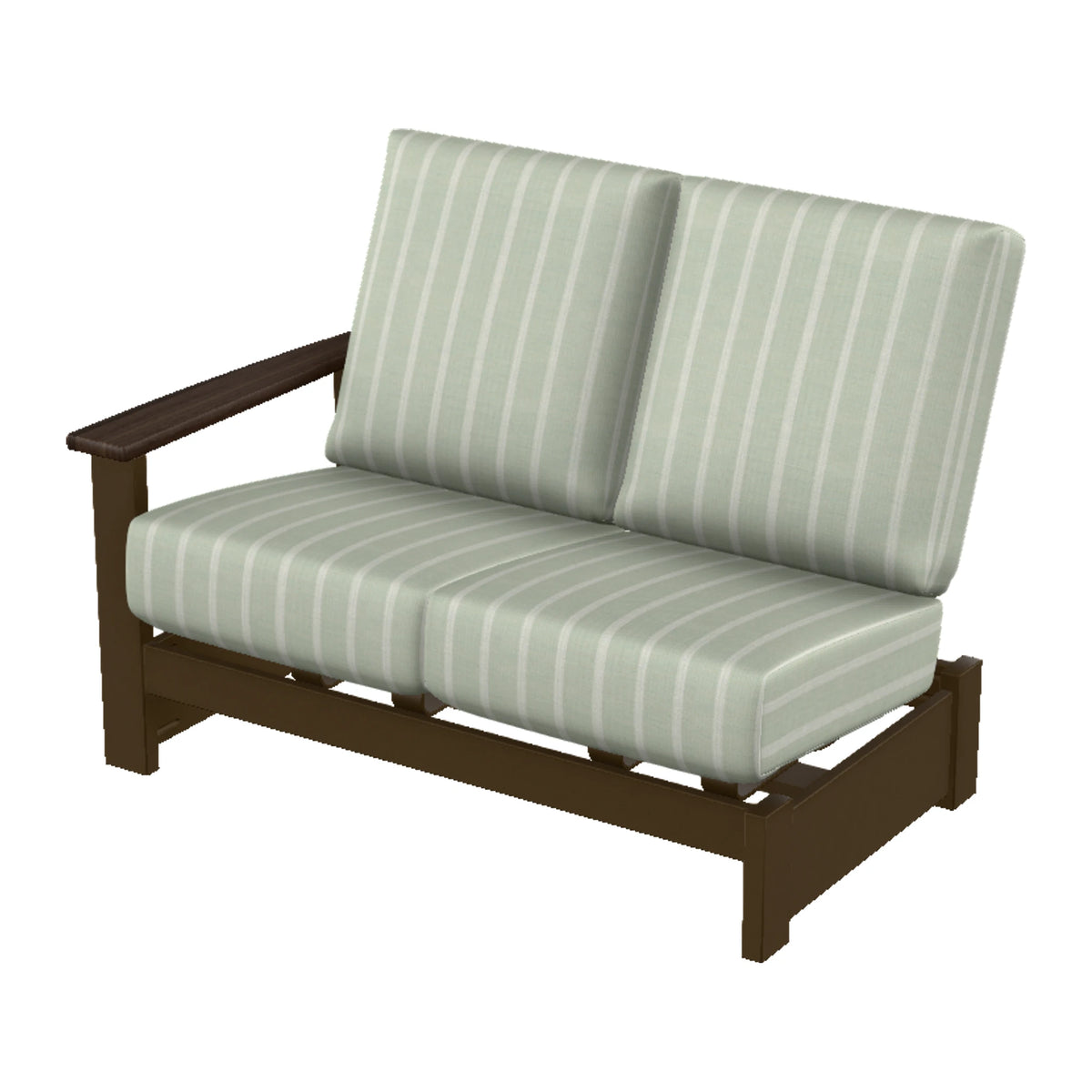 Leeward Cushion Loveseat Sectional w/ Hidden Motion (LAF) — Kona MGP / Chestnut Accents