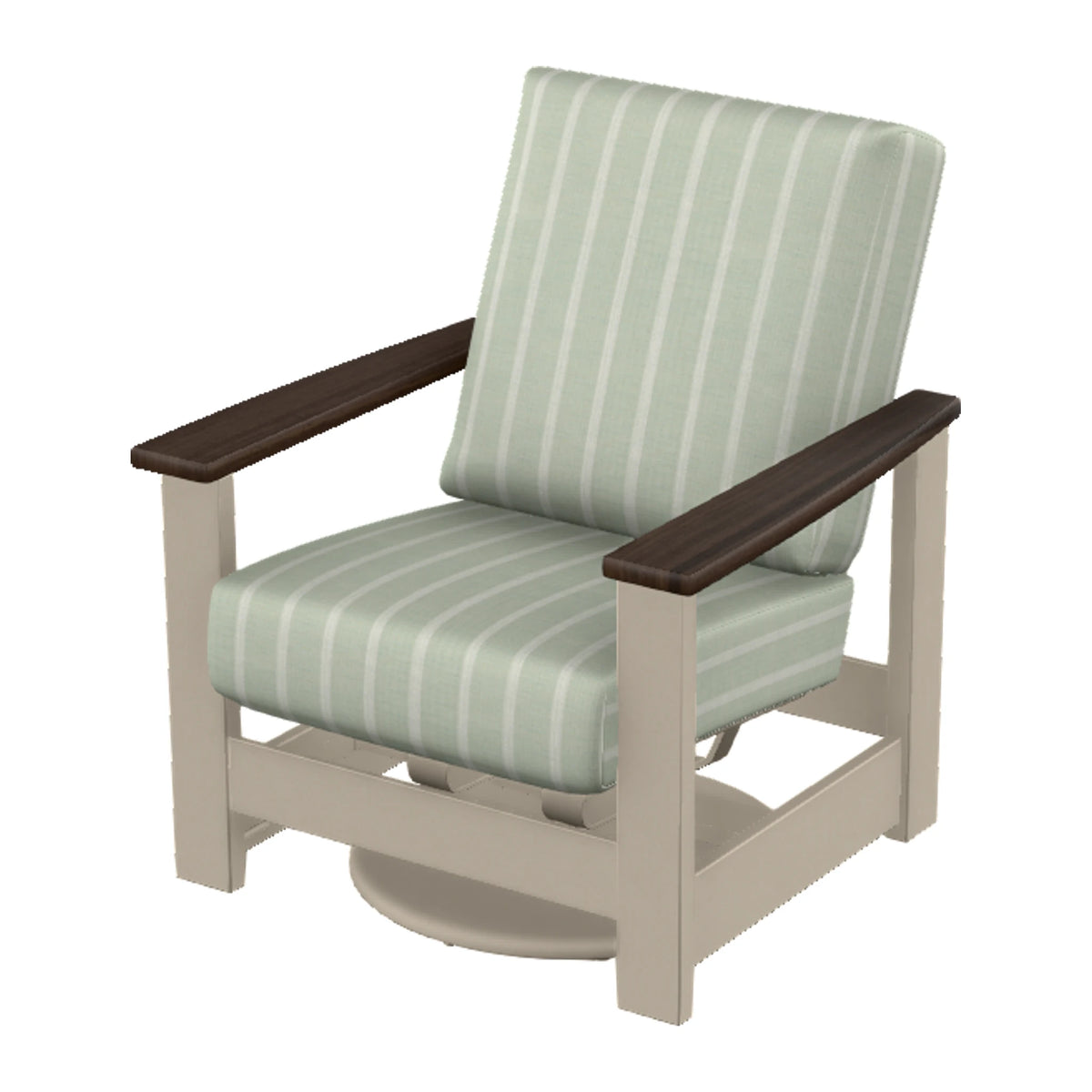 Leeward Cushion Swivel Rocker w/ Hidden Motion — Desert Sand MGP / Chestnut Accents