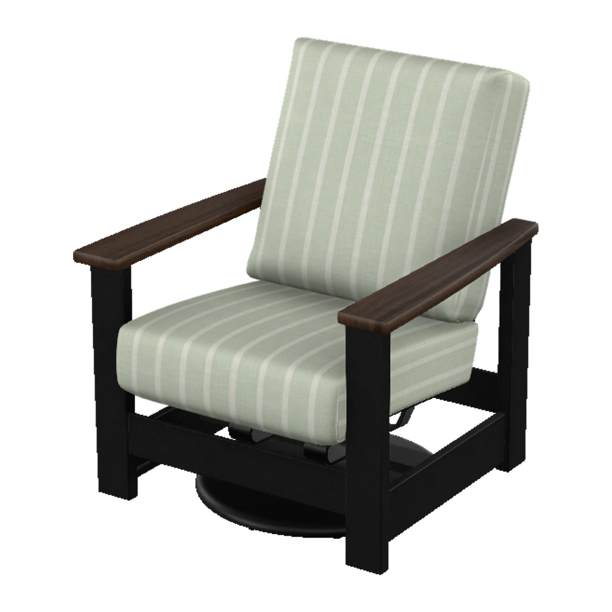 Leeward Cushion Swivel Rocker w/ Hidden Motion — Black MGP / Chestnut Accents