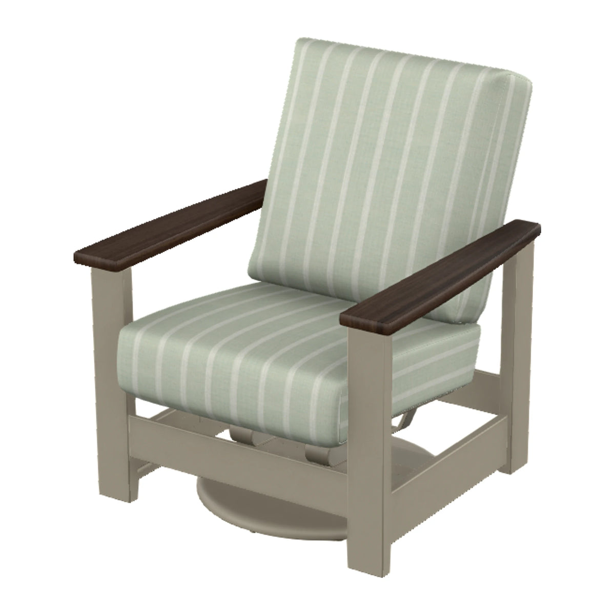 Leeward Cushion Swivel Rocker w/ Hidden Motion — Storm MGP / Chestnut Accents