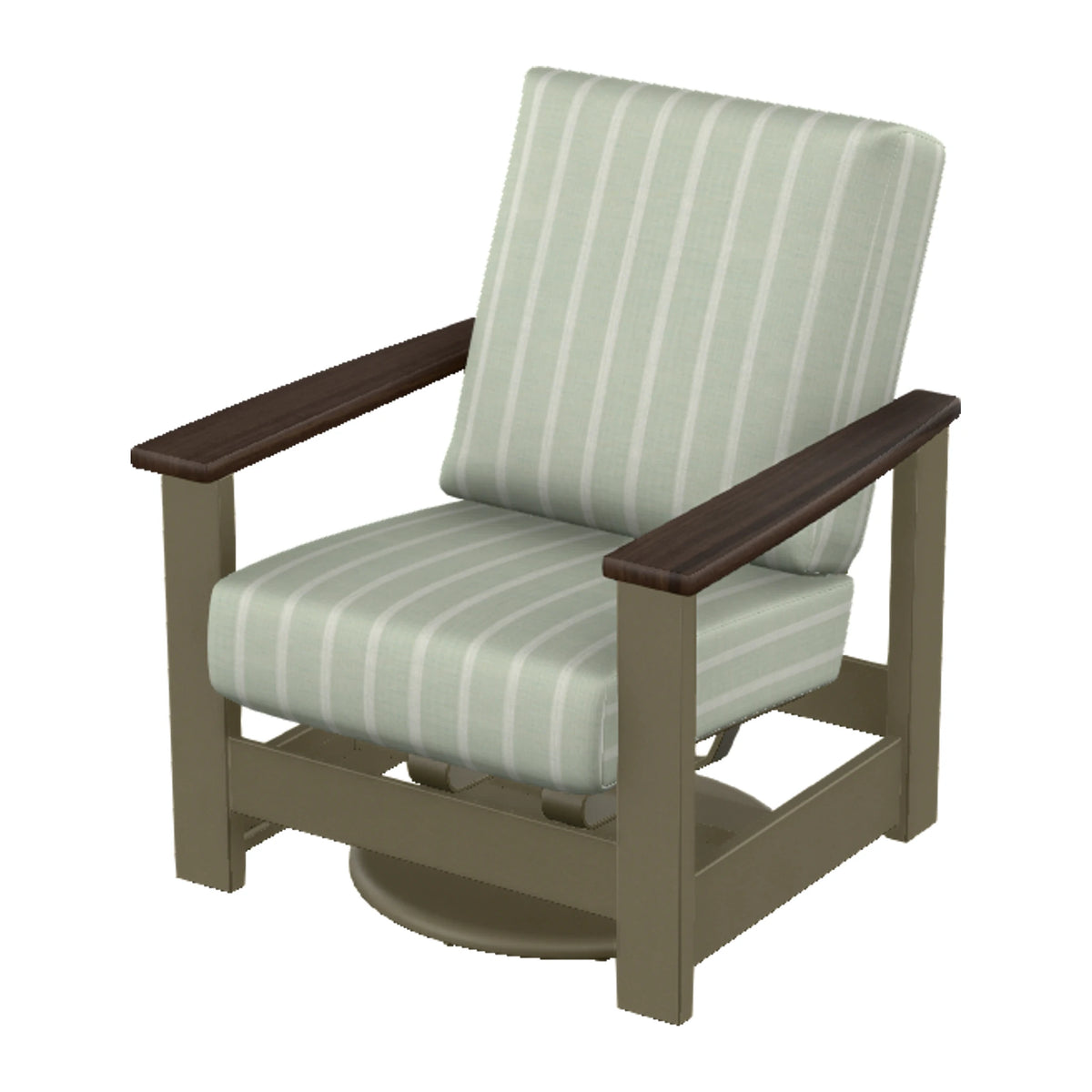 Leeward Cushion Swivel Rocker w/ Hidden Motion — Beachwood MGP / Chestnut Accents