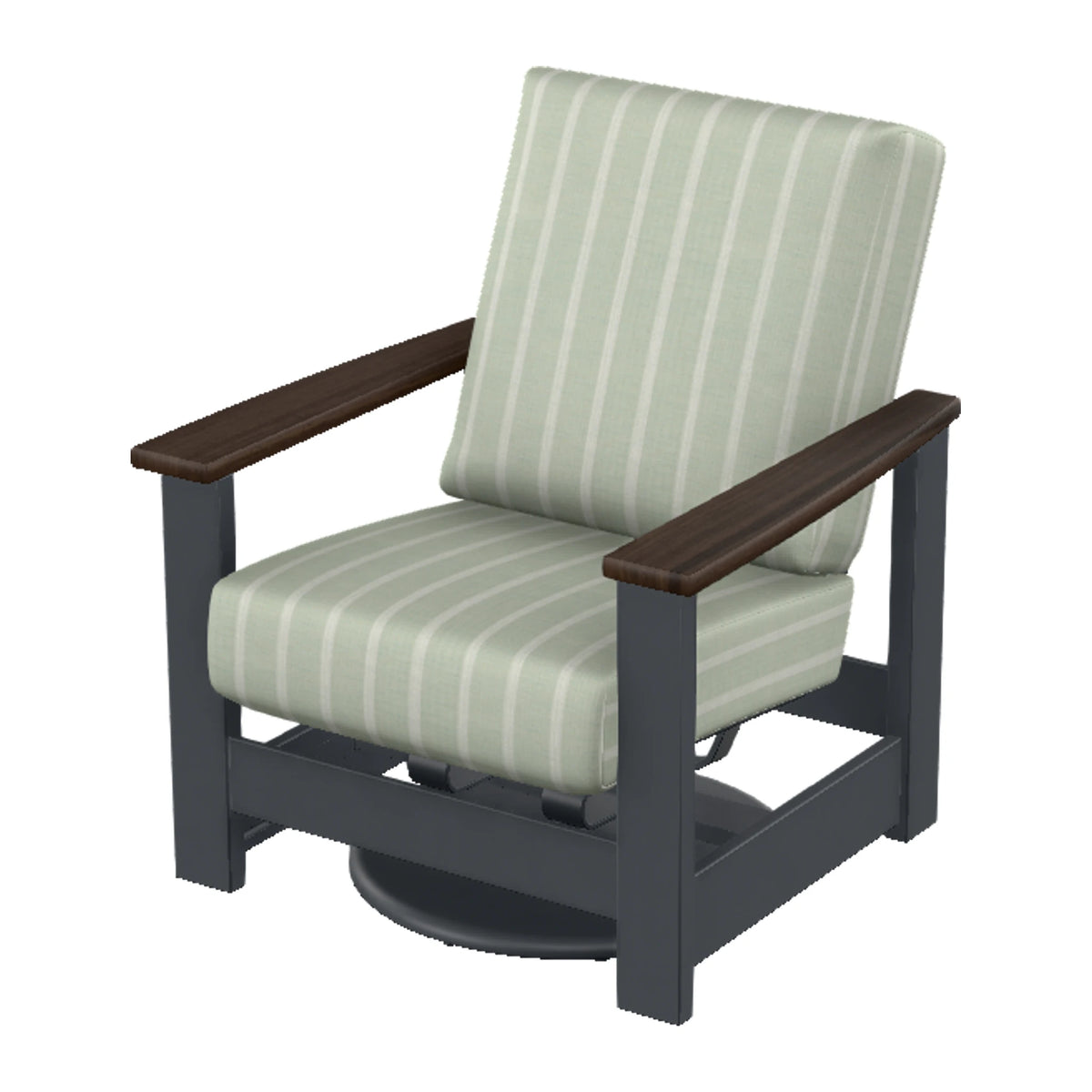 Leeward Cushion Swivel Rocker w/ Hidden Motion — Classic Graphite MGP / Chestnut Accents