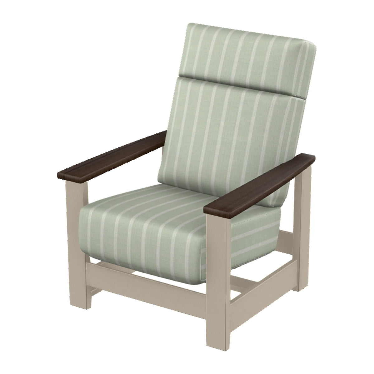 Leeward Cushion Supreme Armchair w/ Hidden Motion — Desert Sand MGP / Chestnut Accents